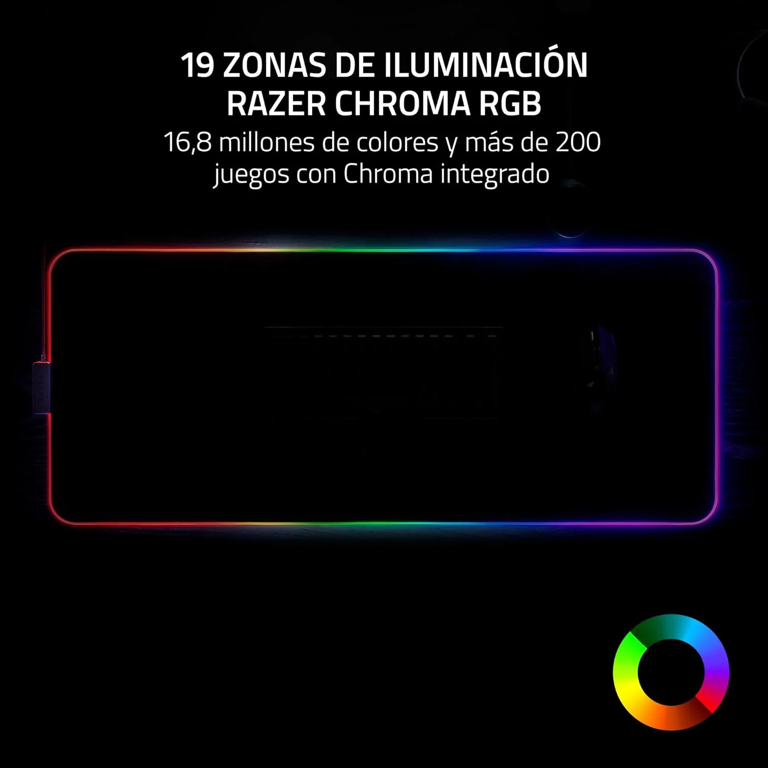 Tapete de rato gaming Razer Strider Chroma híbrido RGB 370x900mm USB - Imagem 4