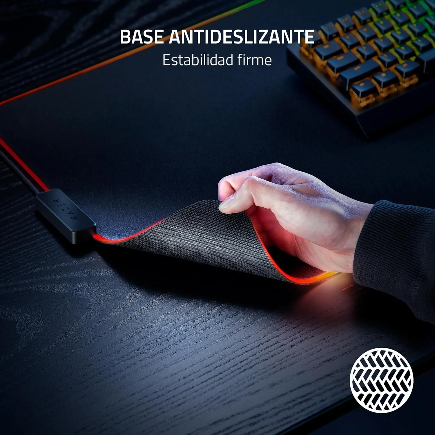 Tapete de rato gaming Razer Strider Chroma híbrido RGB 370x900mm USB - Imagem 6