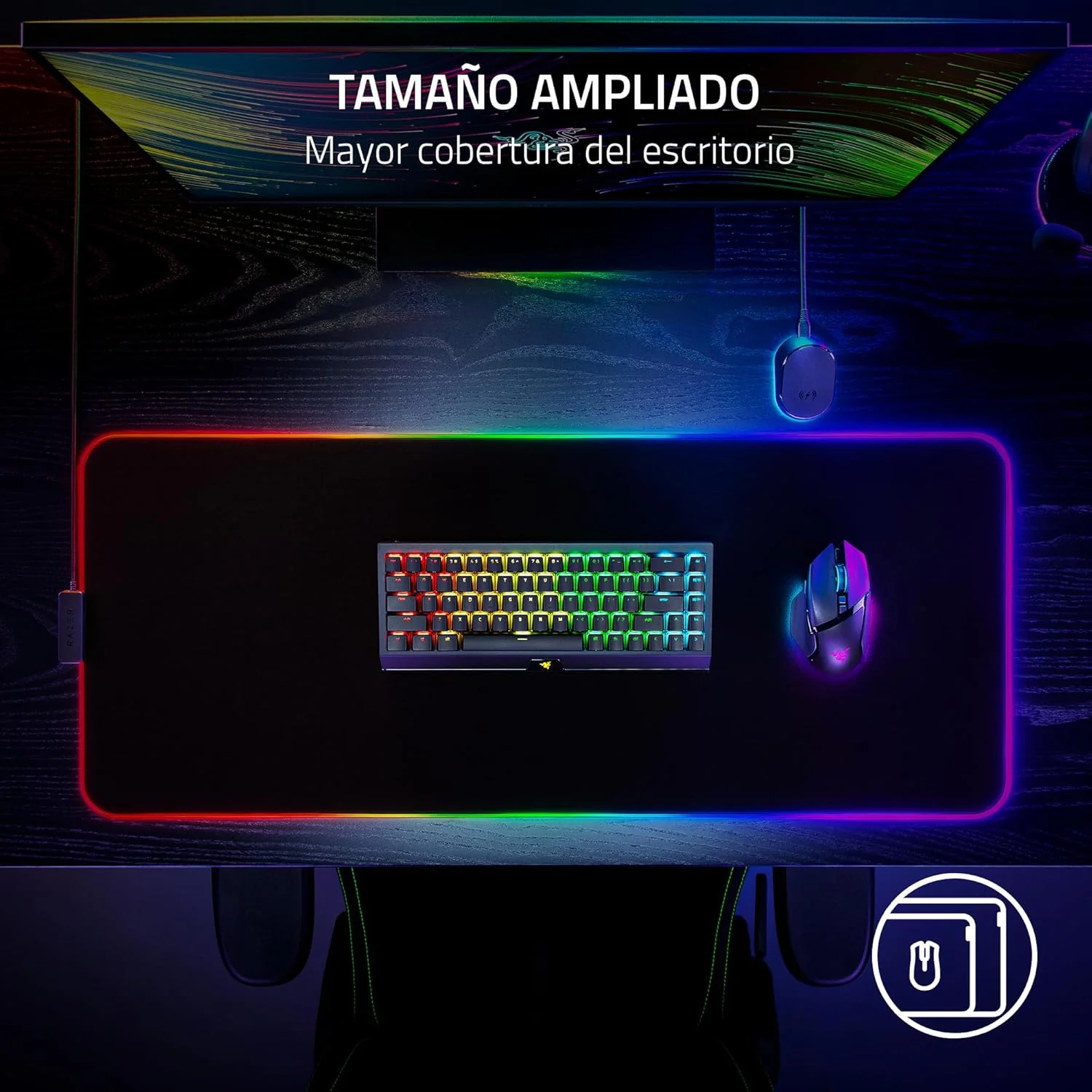 Tapete de rato gaming Razer Strider Chroma híbrido RGB 370x900mm USB - Imagem 5