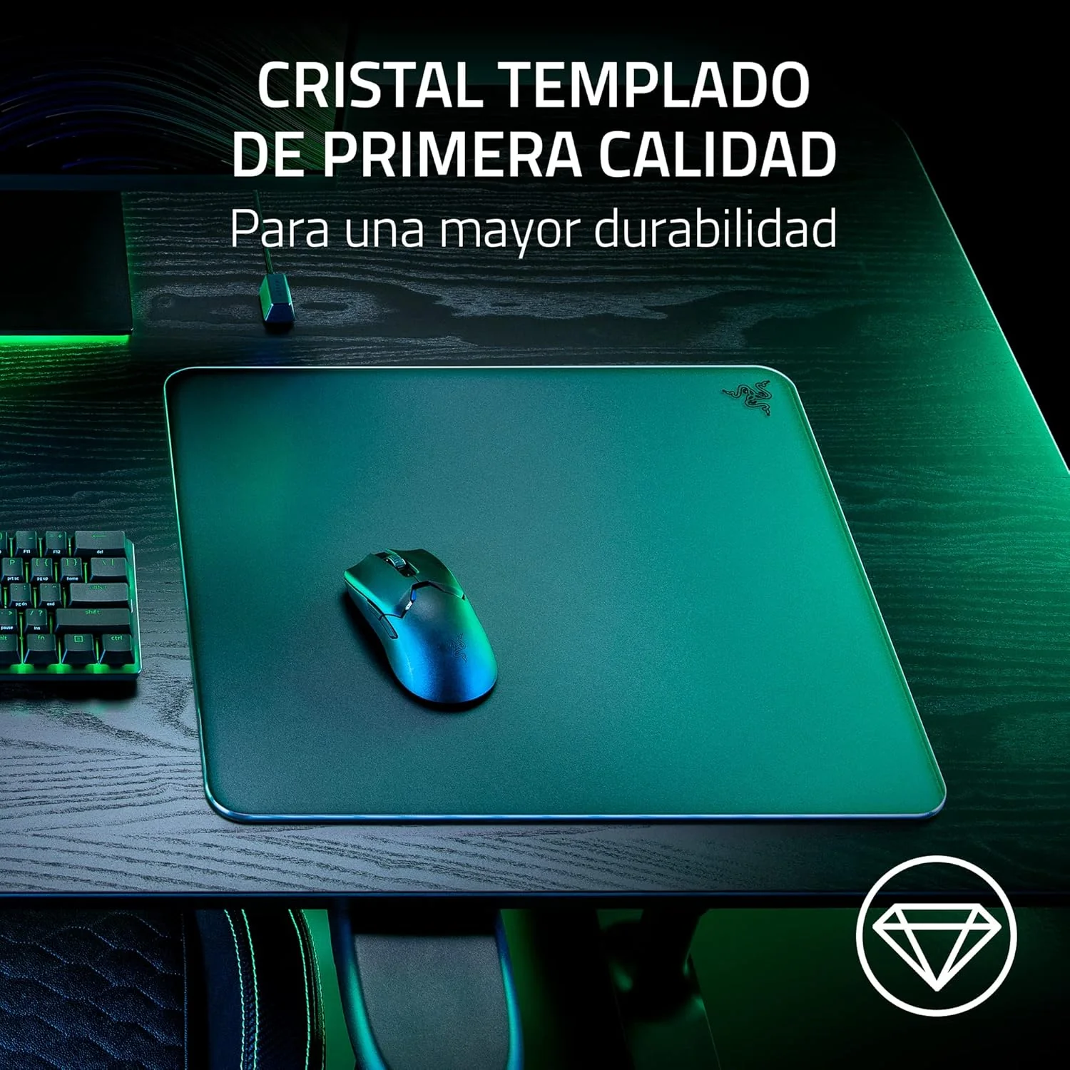 Tapete de Rato Gaming Razer Atlas — Vidro Temperado, Superfície Dura, Preto - Imagem 2