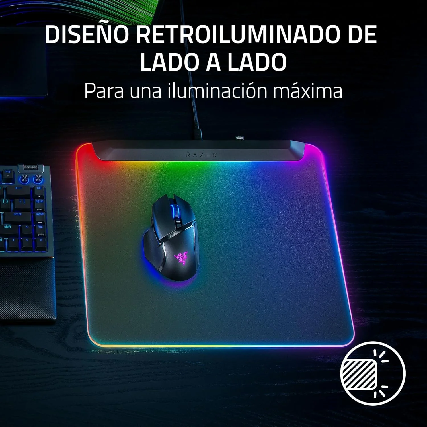Tapete de Rato Razer Firefly V2 Pro RGB Chroma USB Iluminado para Gaming Streaming Setup Preto - Imagem 4