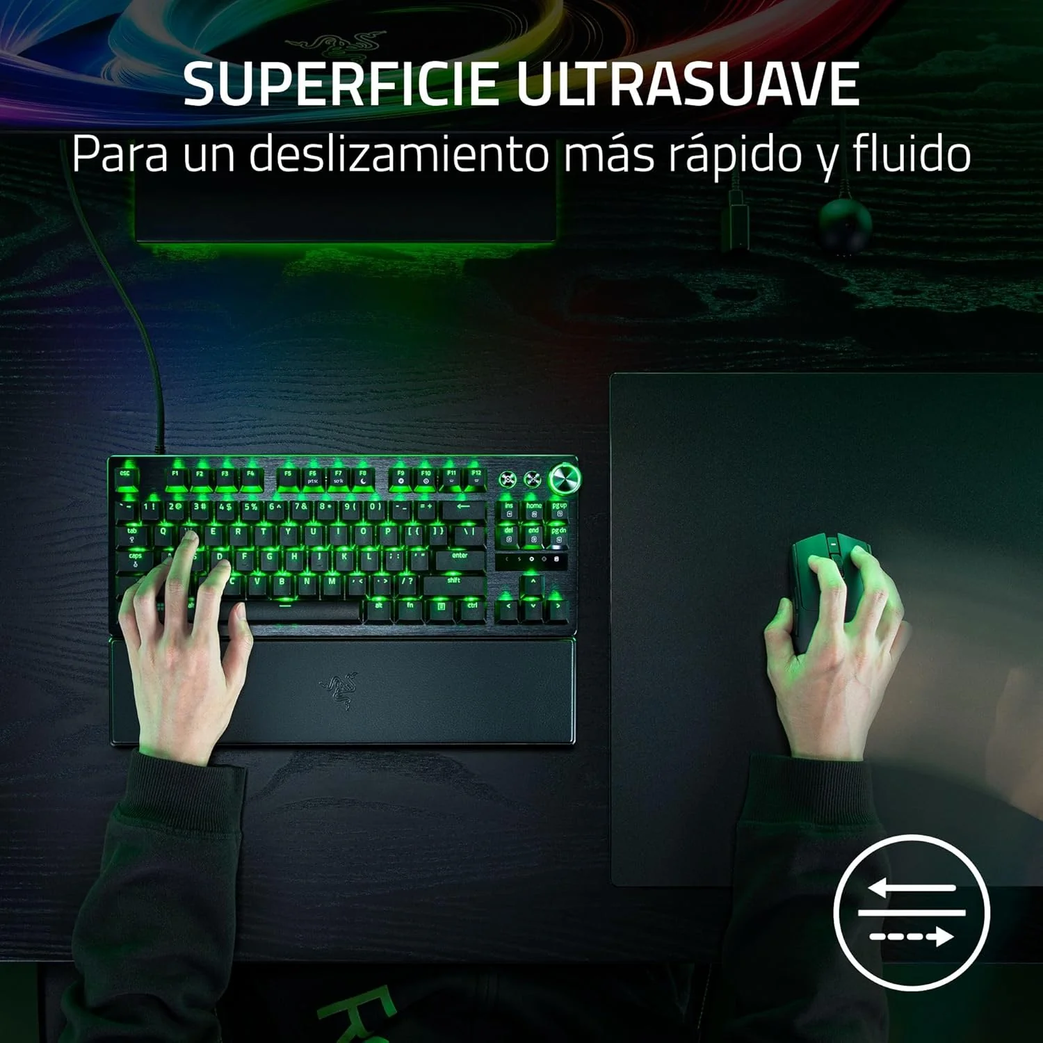 Tapete de Rato Razer Atlas Pro Vidro Macio Suave Toque Sedoso Anti-Deslizante para Gaming Profissional Preto - Imagem 5
