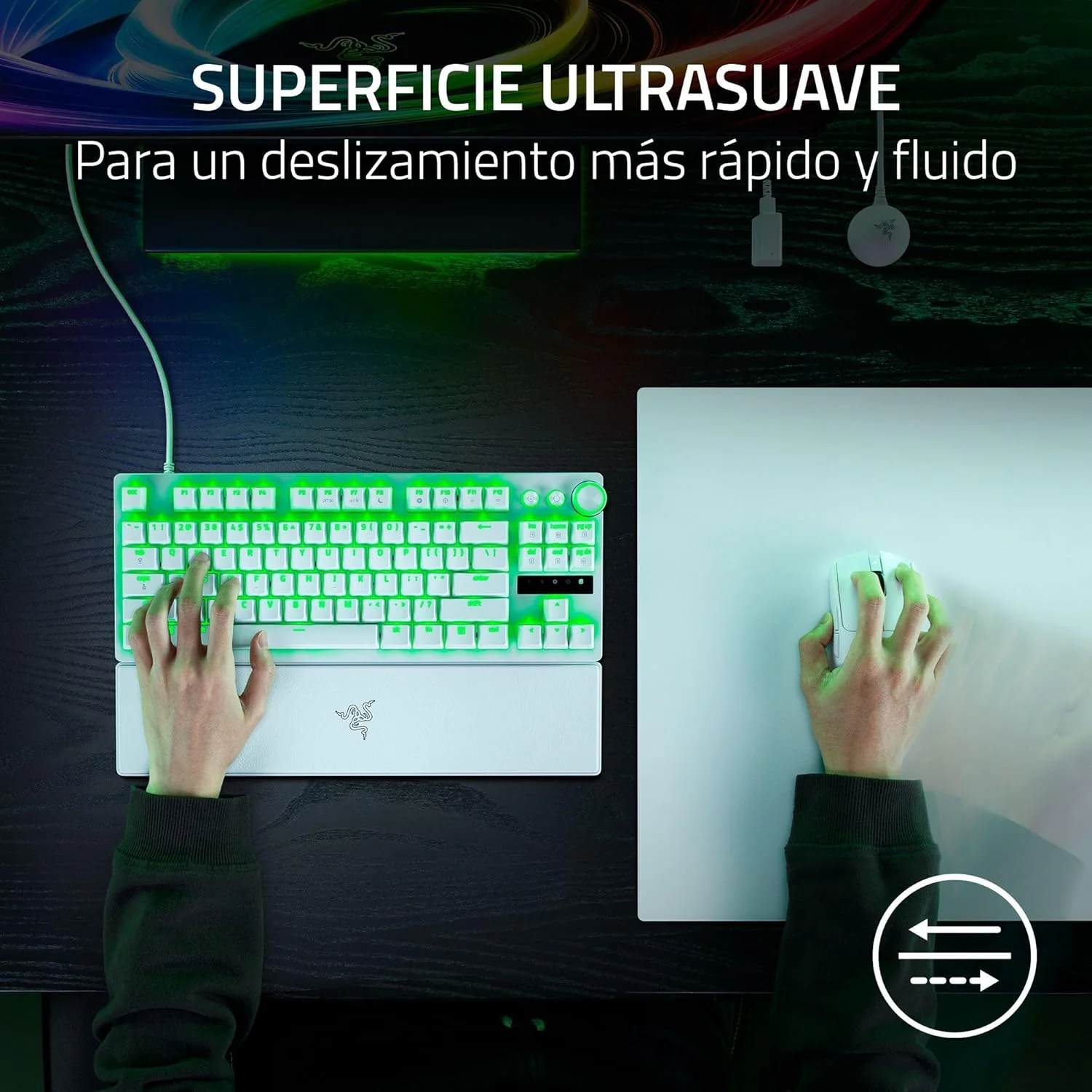 Tapete de Rato Gaming Razer Atlas Pro Vidro Branco Premium - Imagem 5