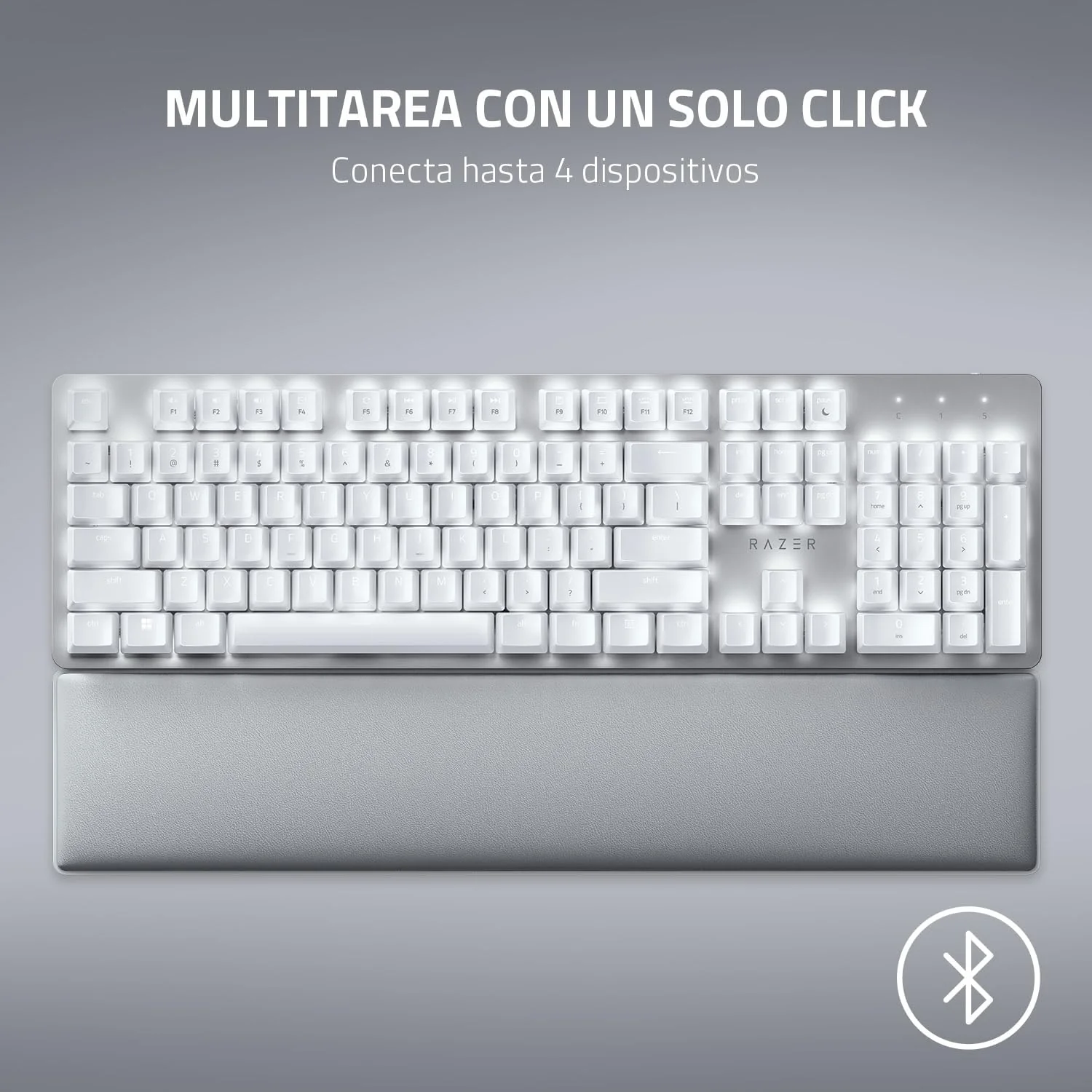 Teclado Gaming Razer Pro Type Ultra US Layout Sem Fios Bluetooth com Descanso de Pulso Branco - Imagem 5