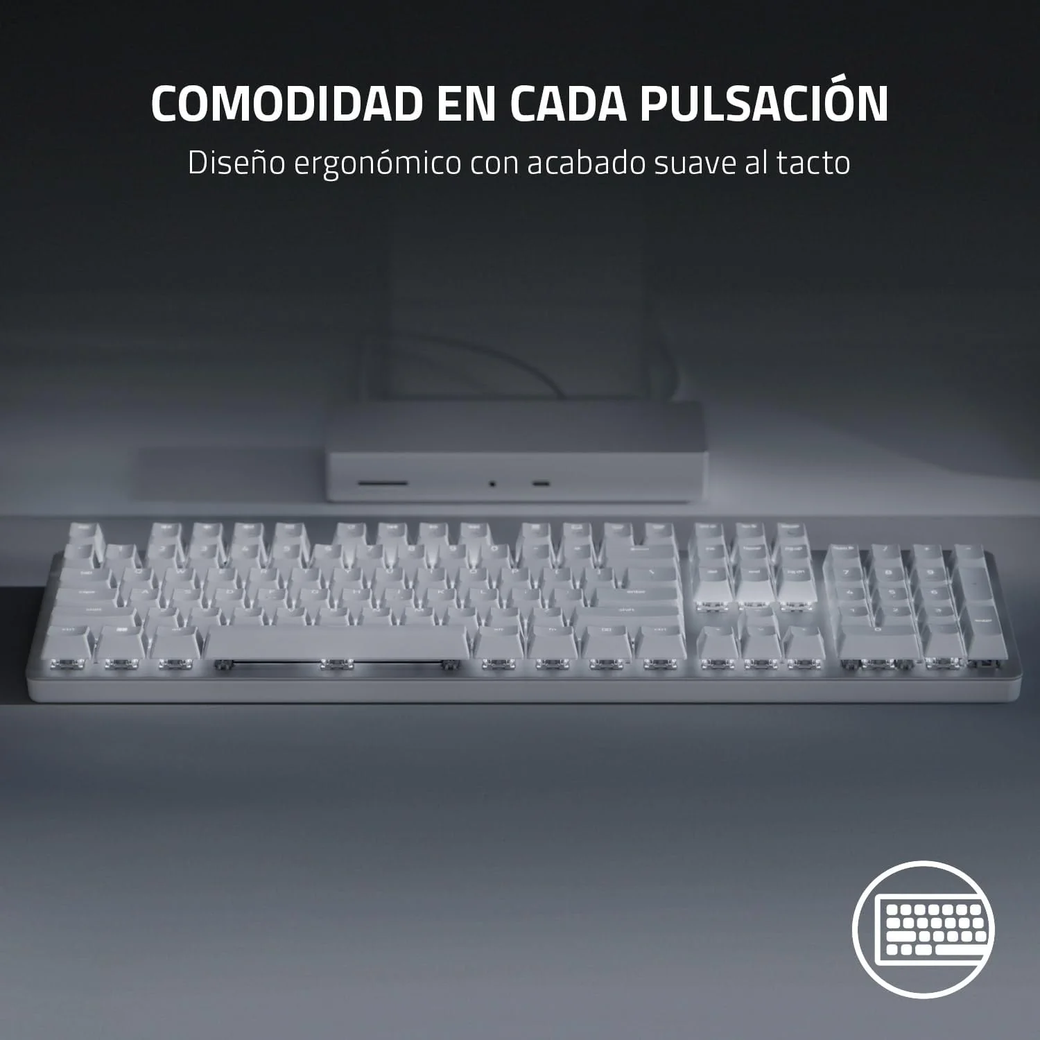 Teclado Gaming Razer Pro Type Ultra US Layout Sem Fios Bluetooth com Descanso de Pulso Branco - Imagem 3