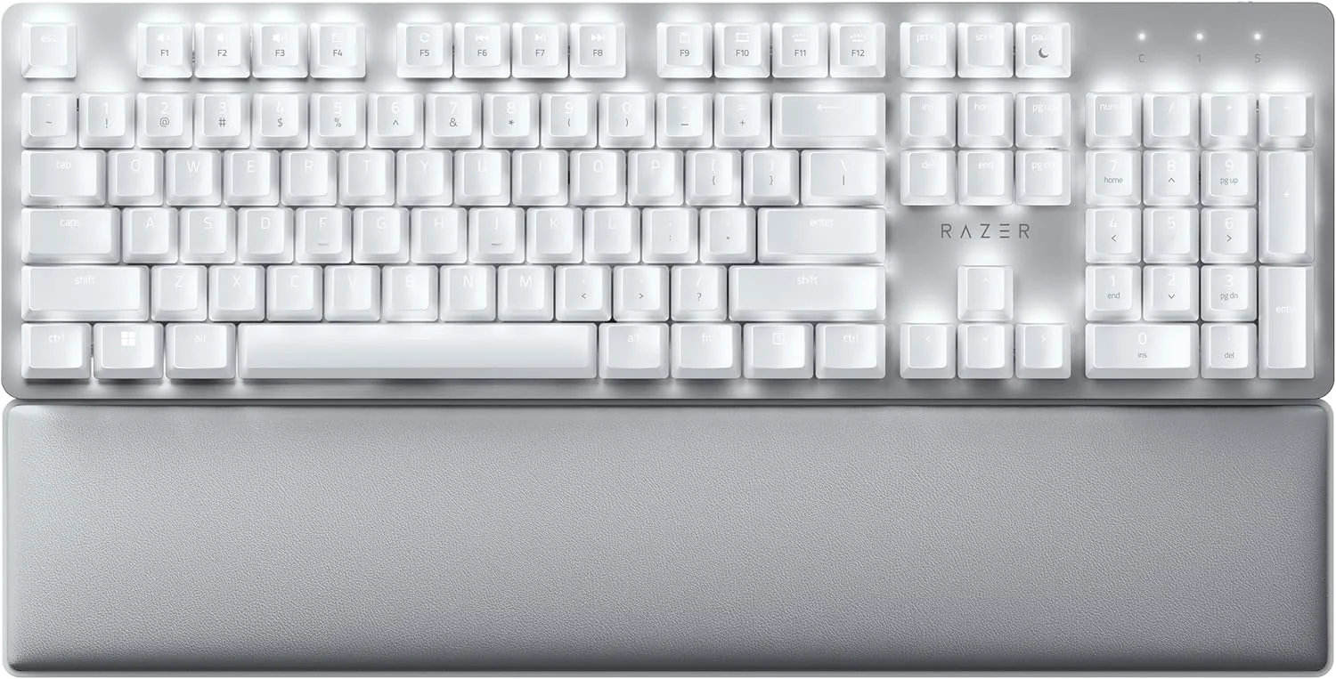 Teclado Gaming Razer Pro Type Ultra US Layout Sem Fios Bluetooth com Descanso de Pulso Branco