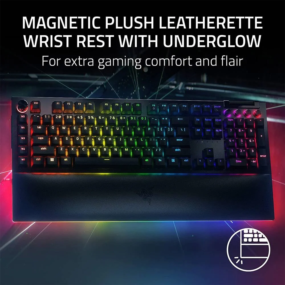 Teclado Gaming Razer BlackWidow V4 Pro Green Switch Mecânico Layout US Preto - Imagem 4