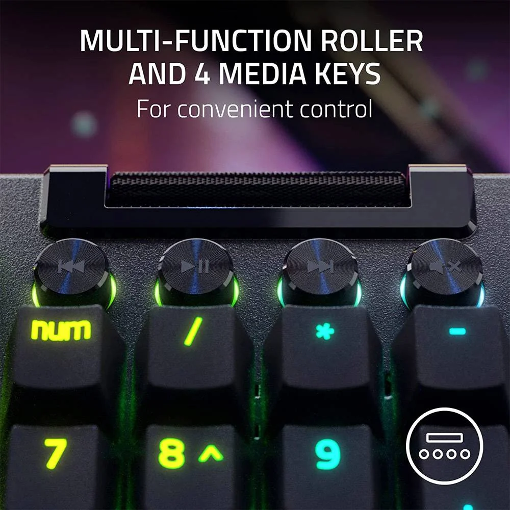 Teclado Gaming Razer BlackWidow V4 Pro Green Switch Mecânico Layout US Preto - Imagem 6