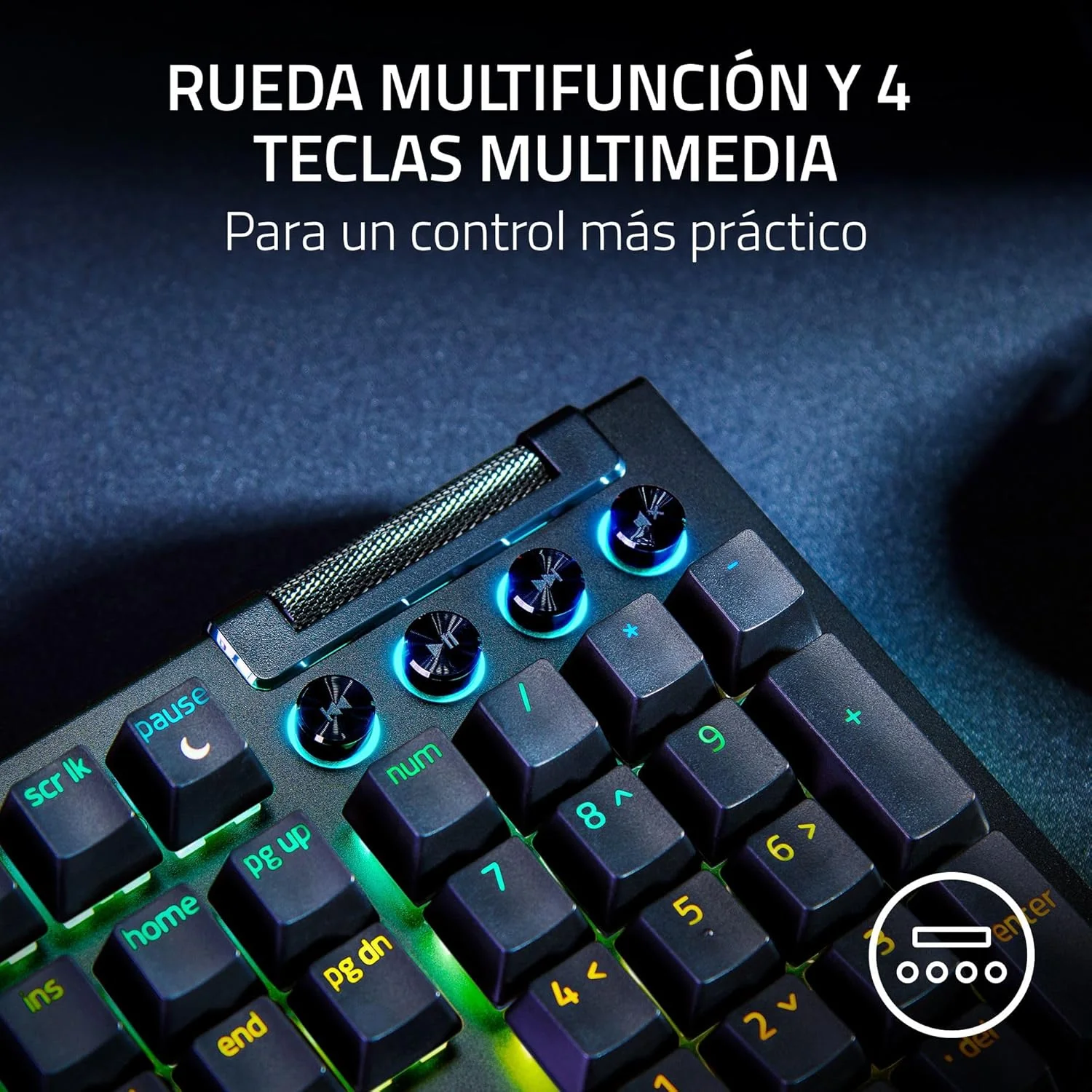 Teclado Razer BlackWidow V4 Mecânico Green Switch Tactile Clicky RGB Chroma Pro Gaming US Layout - Imagem 7