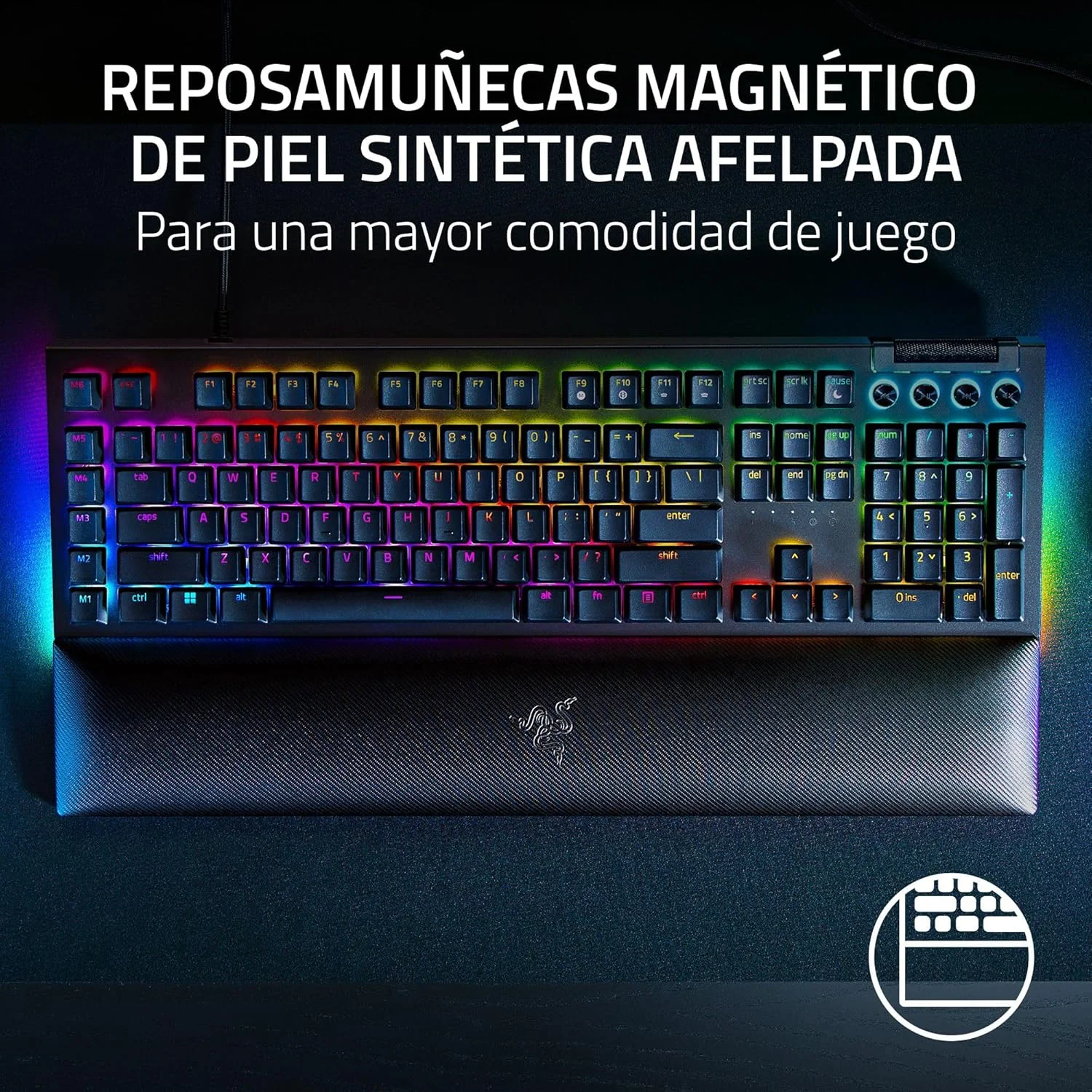 Teclado Razer BlackWidow V4 Mecânico Green Switch Tactile Clicky RGB Chroma Pro Gaming US Layout - Imagem 5