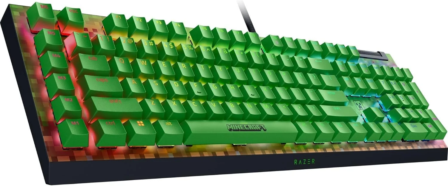 Teclado mecânico gaming Razer BlackWidow V4 X Green Switch Minecraft Edition - Imagem 9