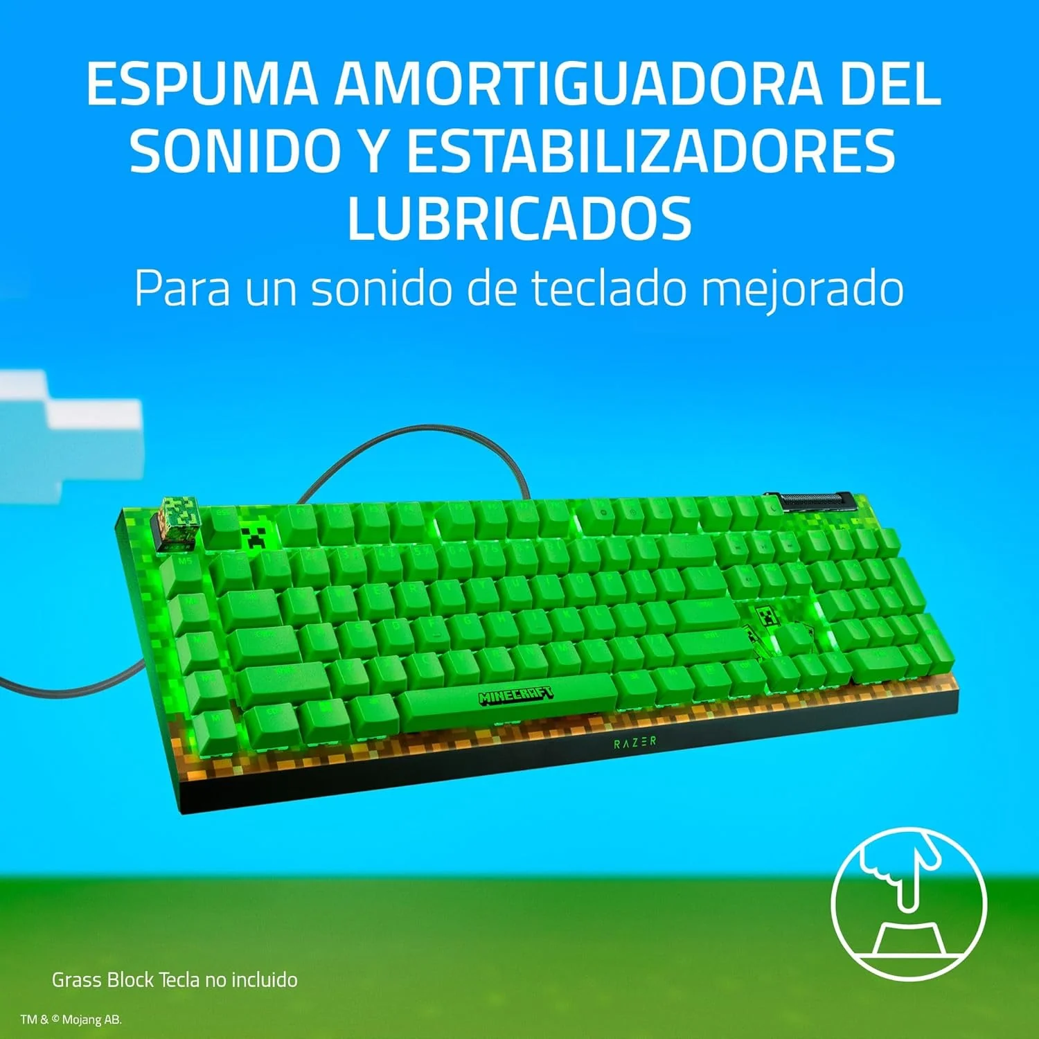 Teclado mecânico gaming Razer BlackWidow V4 X Green Switch Minecraft Edition - Imagem 8