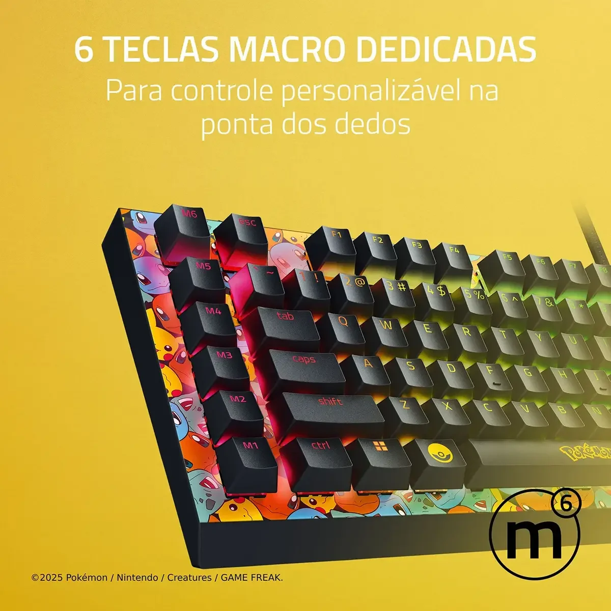 Teclado Gaming Mecânico Razer BlackWidow V4 X Green Switch Pokémon Kabto US - Imagem 4