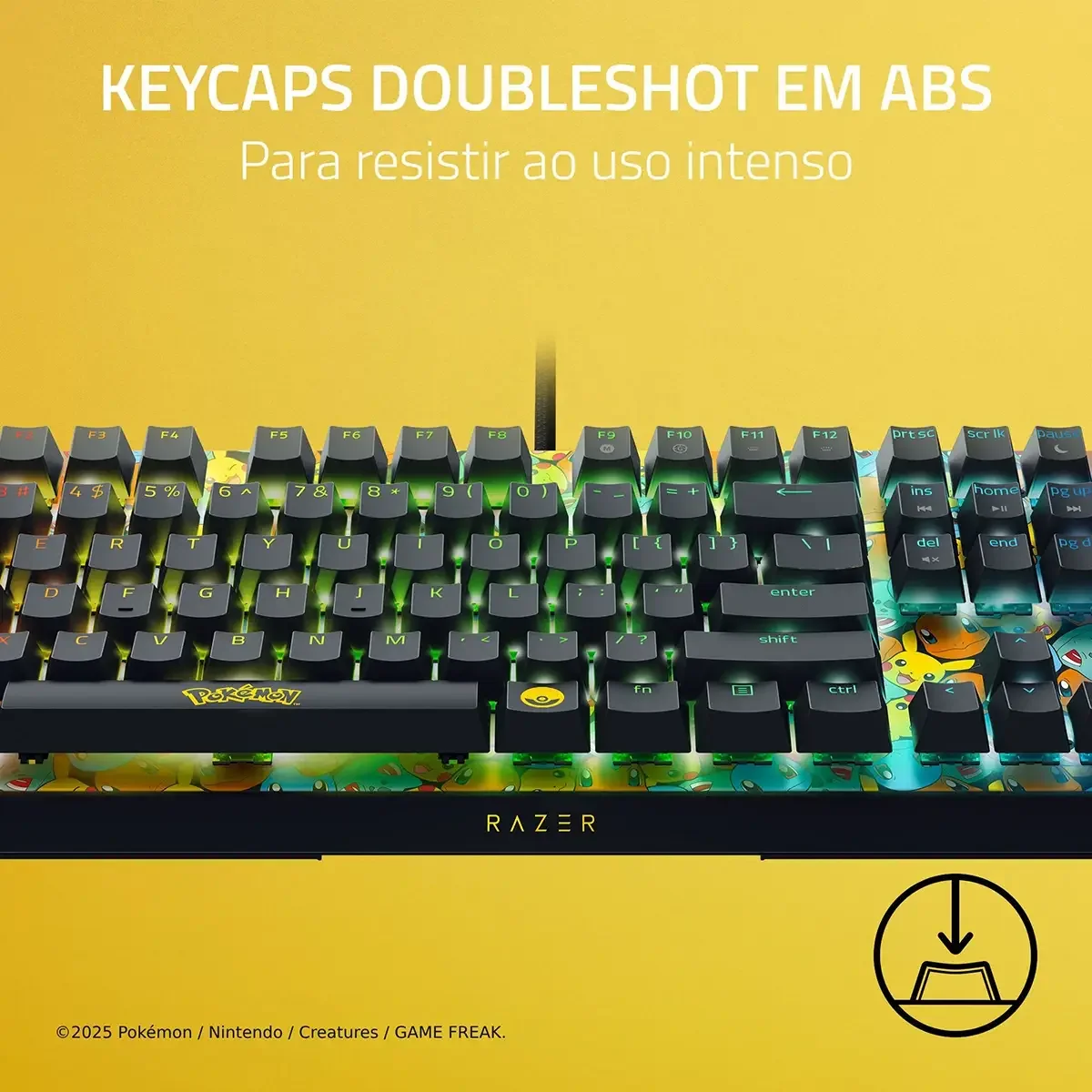 Teclado Gaming Mecânico Razer BlackWidow V4 X Green Switch Pokémon Kabto US - Imagem 5