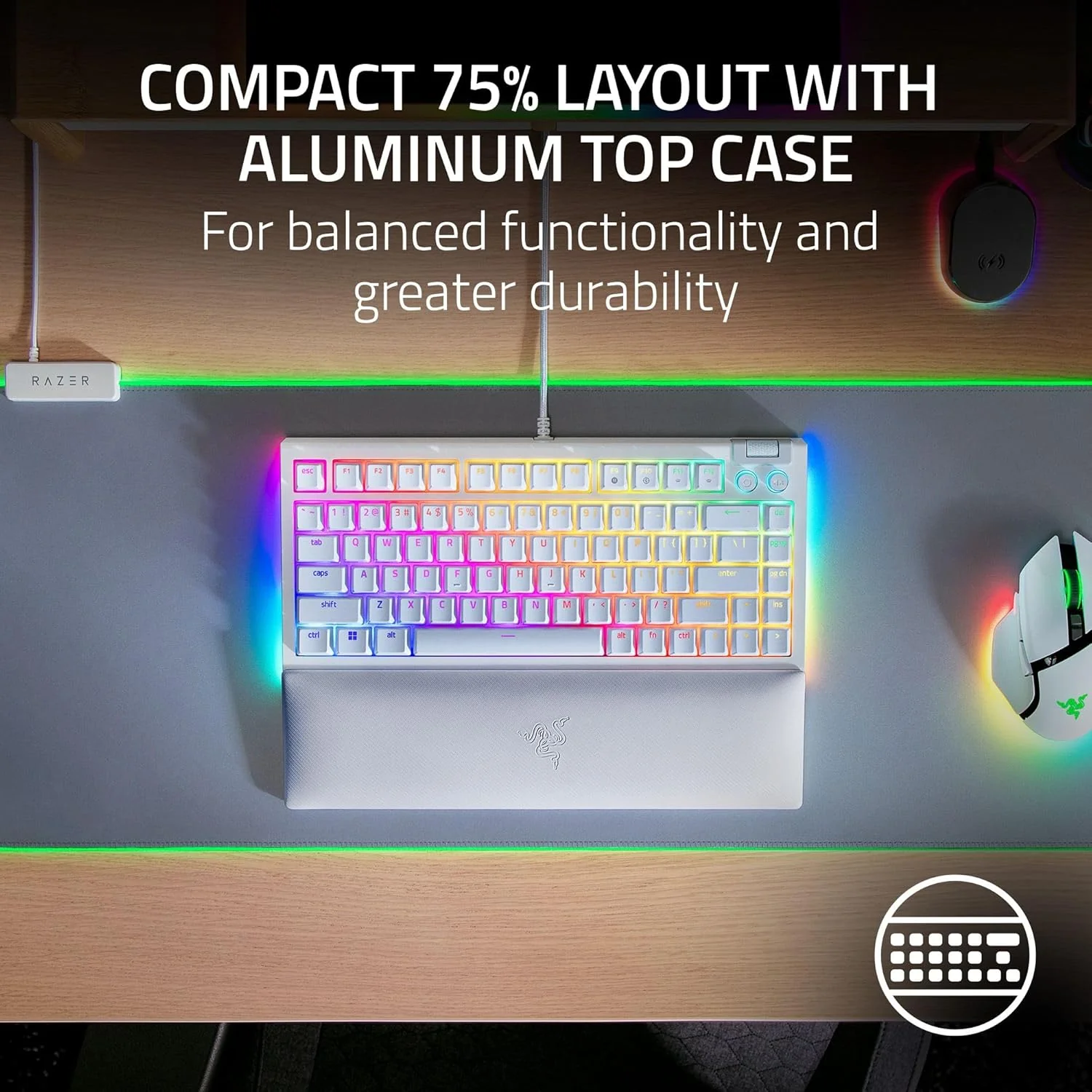 Teclado Gaming Razer BlackWidow V4 75% Edição Especial White US Layout - Imagem 3