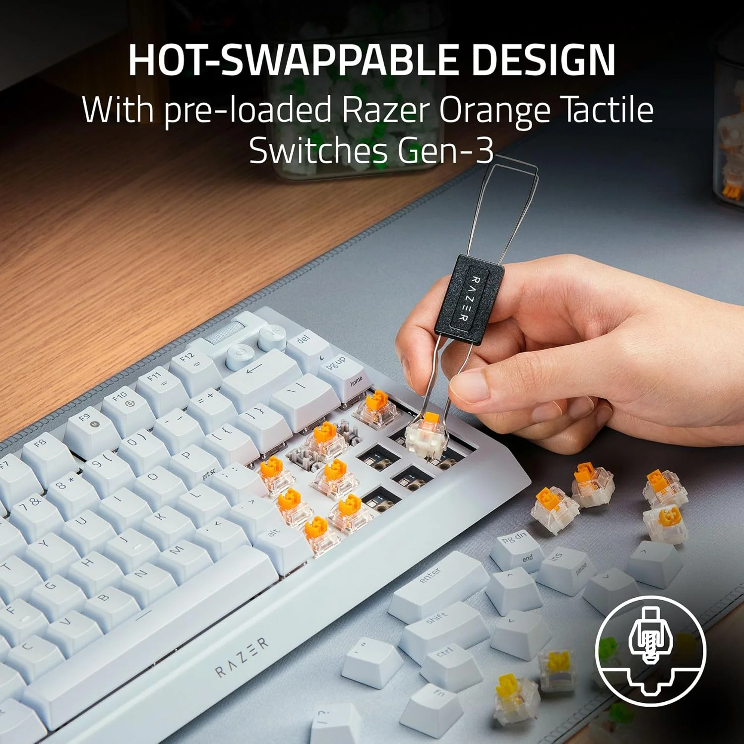 Teclado Gaming Razer BlackWidow V4 75% Edição Especial White US Layout - Imagem 2