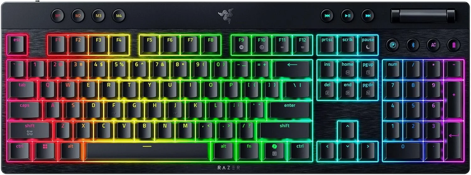Teclado Mecânico Razer BlackWidow V4 Low Profile HyperSpeed Sem Fios Switch Orange Layout US