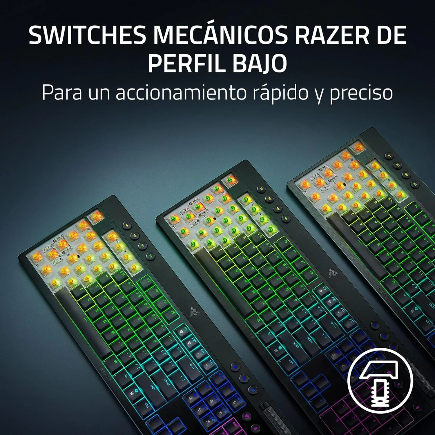 Teclado Mecânico Razer BlackWidow V4 Low Profile HyperSpeed Sem Fios Switch Orange Layout US - Imagem 2