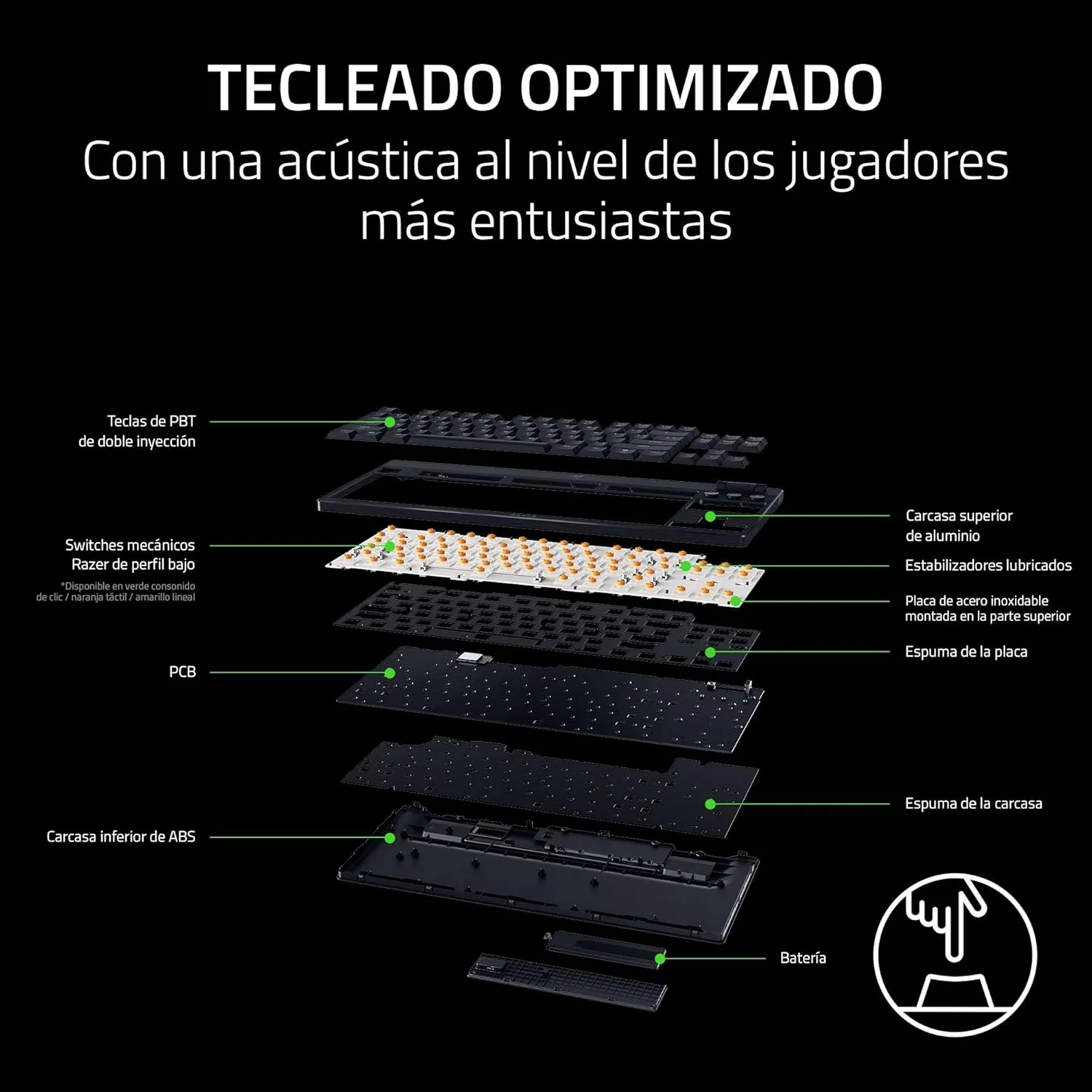 Teclado Gaming Razer BlackWidow V4 Low-Profile TKL HyperSpeed Switch Amarelo US - Imagem 6