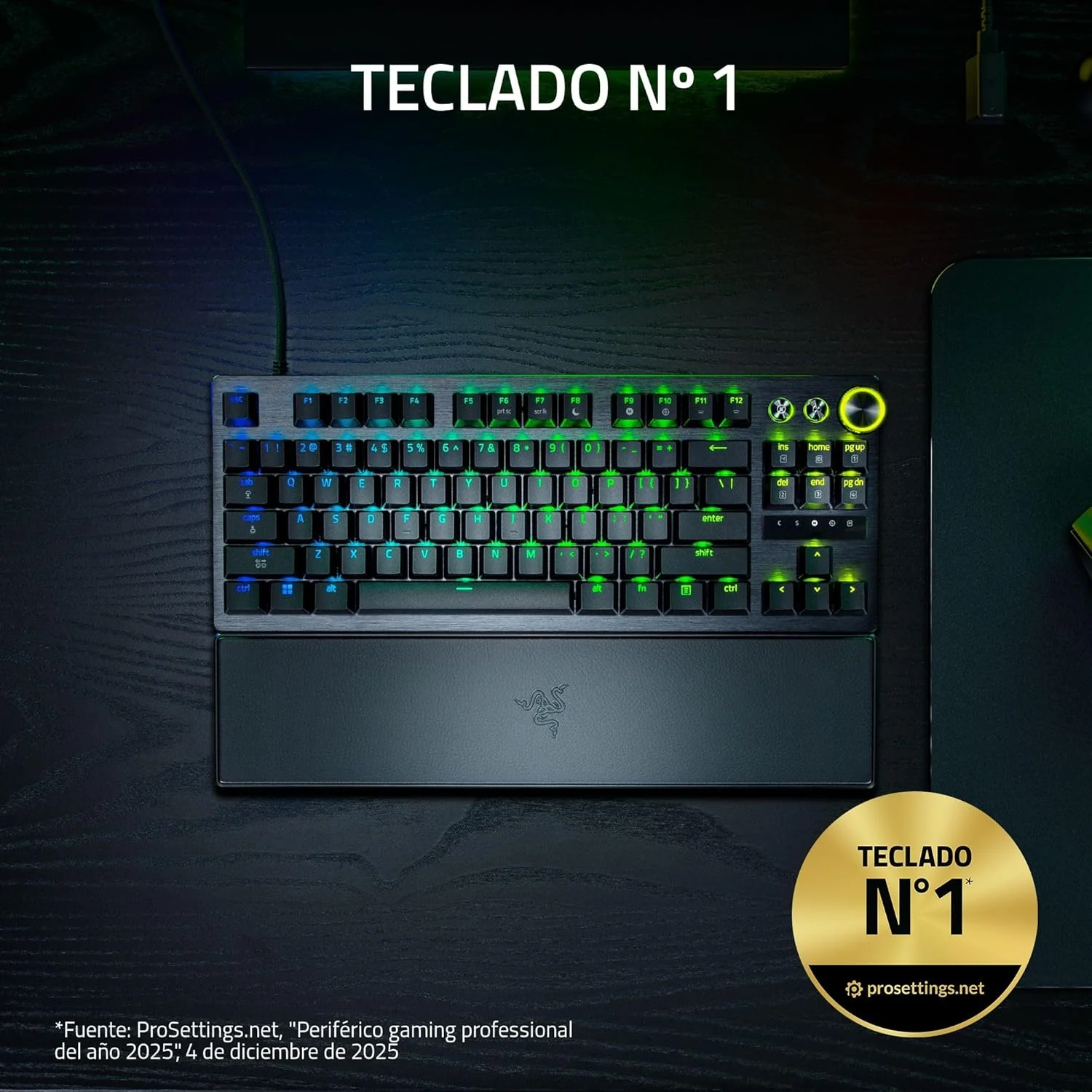 Teclado Gaming Razer Huntsman V3 Pro Tenkeyless 8KHz Ótico USB-C RGB Preto - Imagem 2