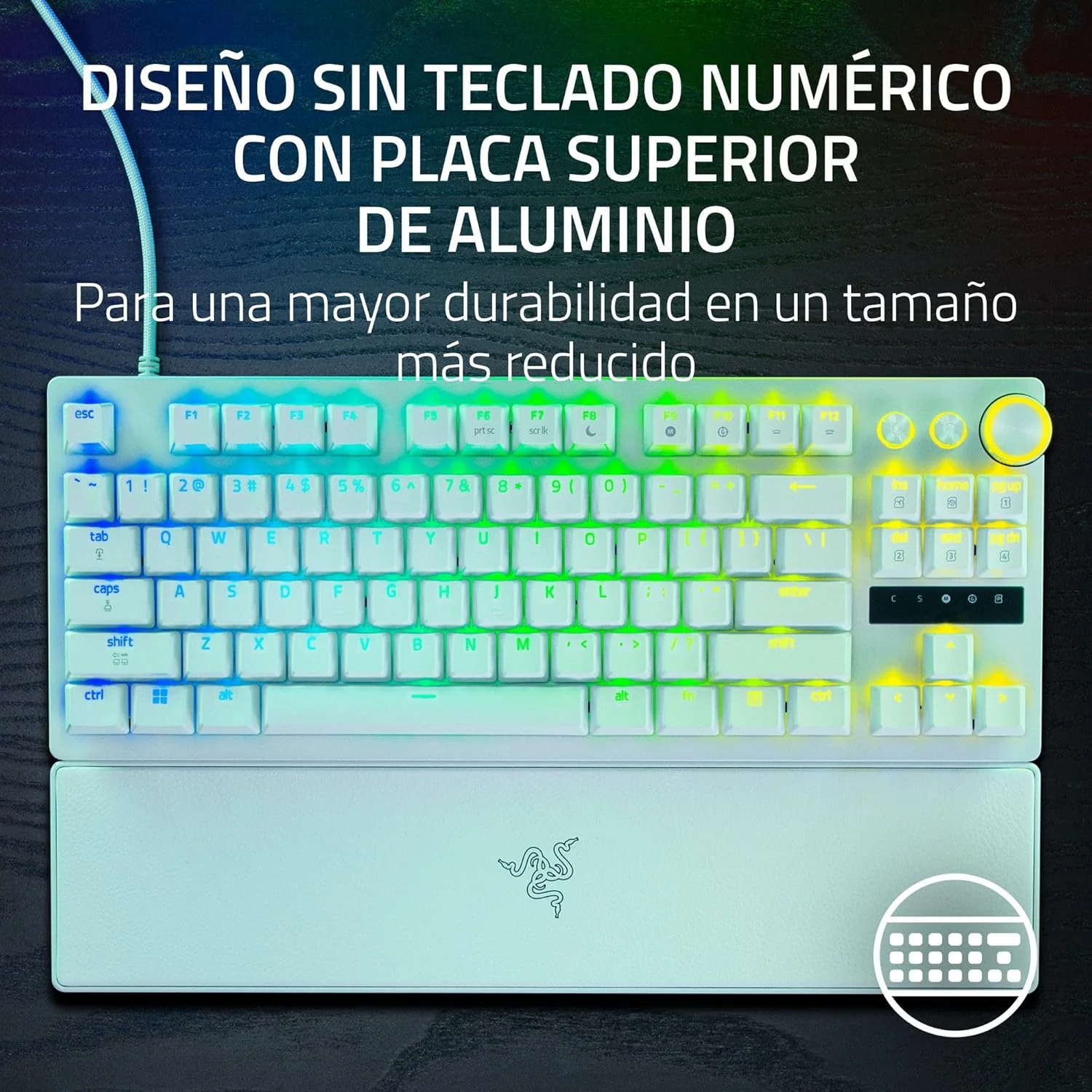 Teclado Gaming Razer Huntsman V3 Pro TKL 8KHz Ótico USB-C RGB Branco US - Imagem 13
