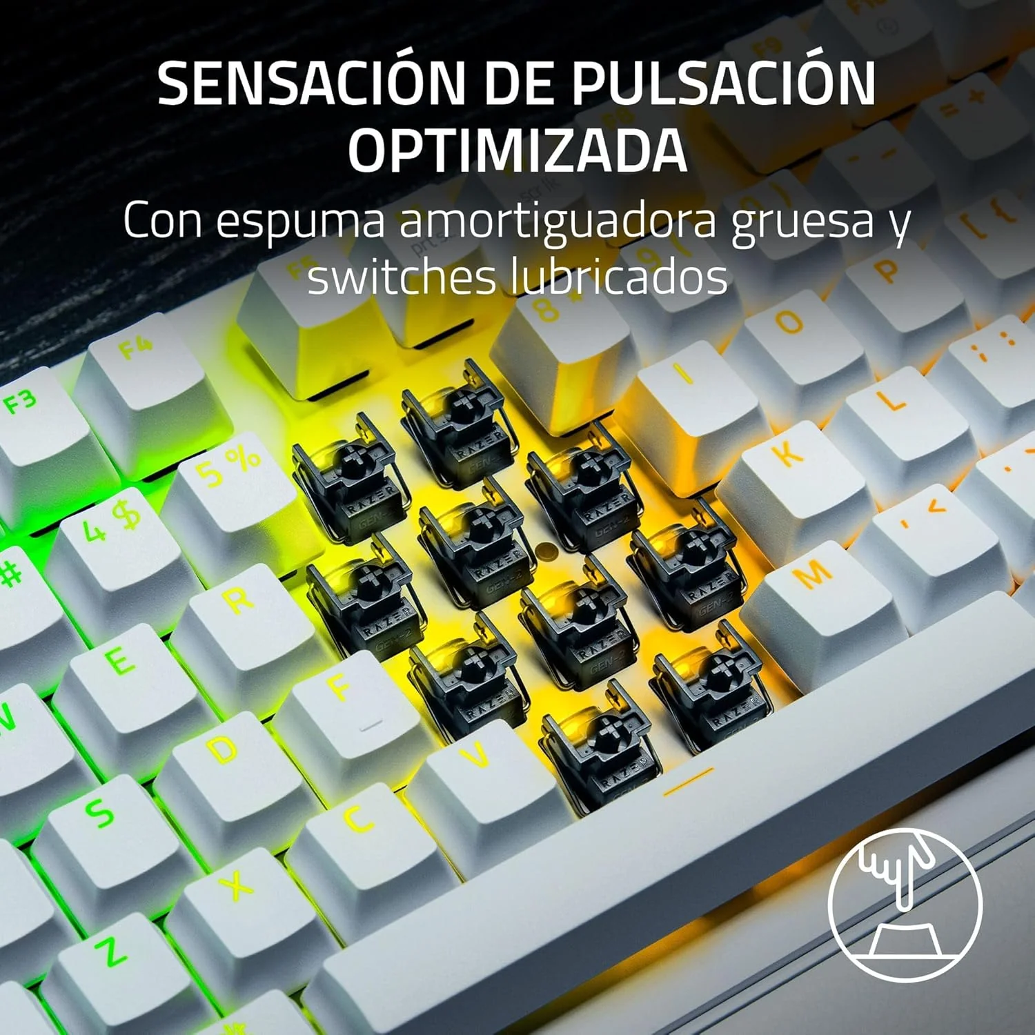 Teclado Gaming Razer Huntsman V3 Pro TKL 8KHz Ótico USB-C RGB Branco US - Imagem 8