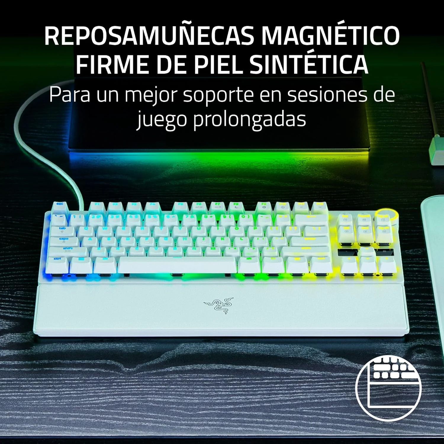 Teclado Gaming Razer Huntsman V3 Pro TKL 8KHz Ótico USB-C RGB Branco US - Imagem 14