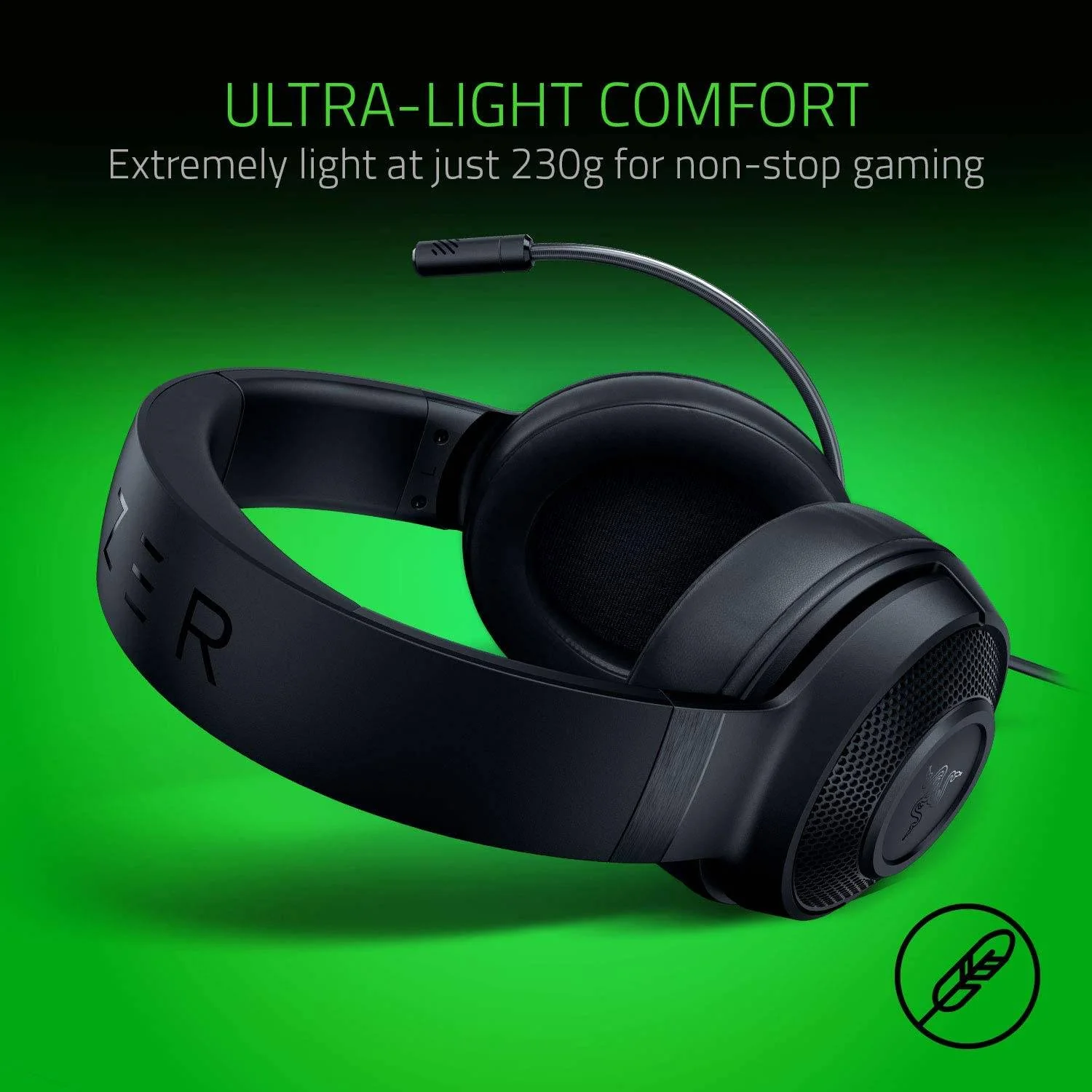 Auscultadores gaming Razer Kraken X Lite com fios 3.5mm microfone cardioide preto - Imagem 4