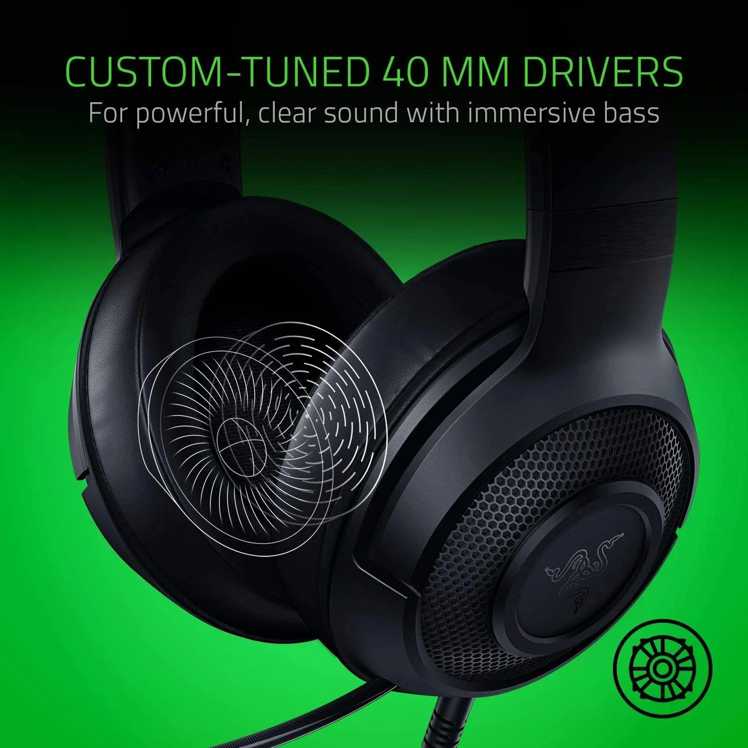 Auscultadores gaming Razer Kraken X Lite com fios 3.5mm microfone cardioide preto - Imagem 10