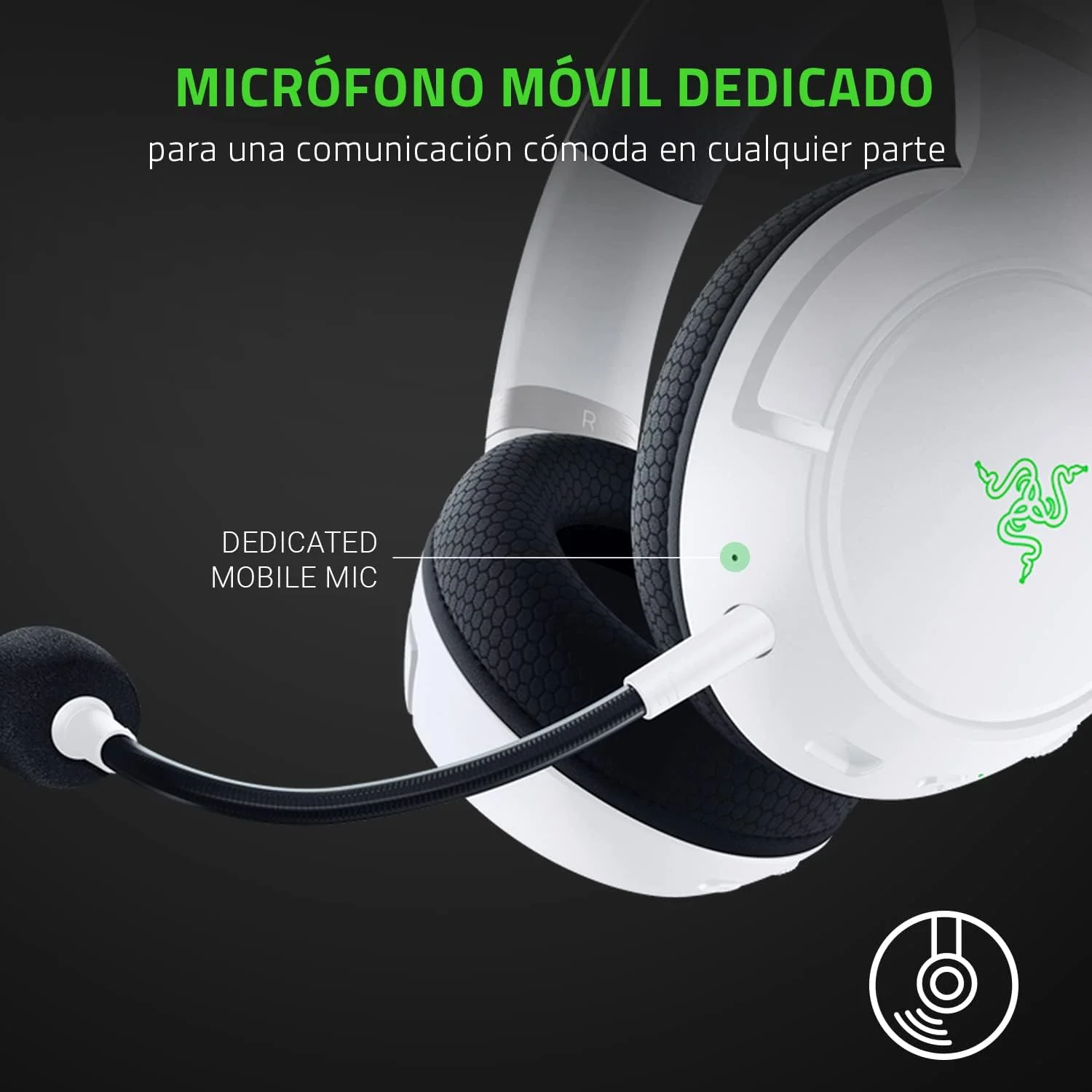 Auscultadores Razer Kaira Pro for Xbox Wireless Bluetooth Drivers TriForce 50mm Microfone HyperClear Branco - Imagem 4