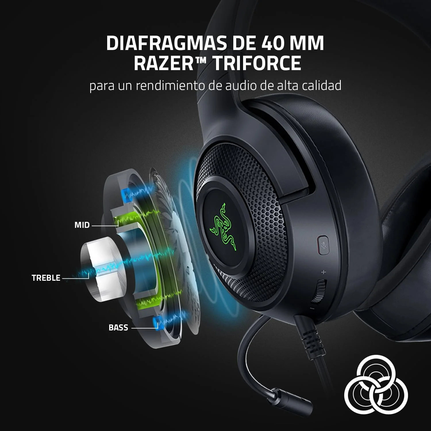 Auscultadores Gaming Razer Kraken V3 X USB com Som Surround 7.1 e RGB - Imagem 4