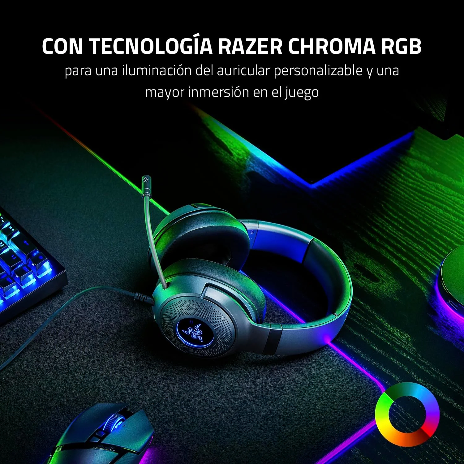 Auscultadores Gaming Razer Kraken V3 X USB com Som Surround 7.1 e RGB - Imagem 8