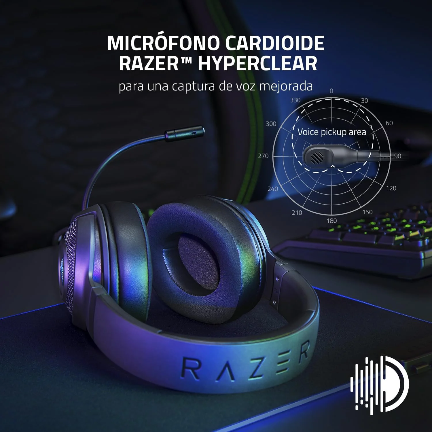 Auscultadores Gaming Razer Kraken V3 X USB com Som Surround 7.1 e RGB - Imagem 5