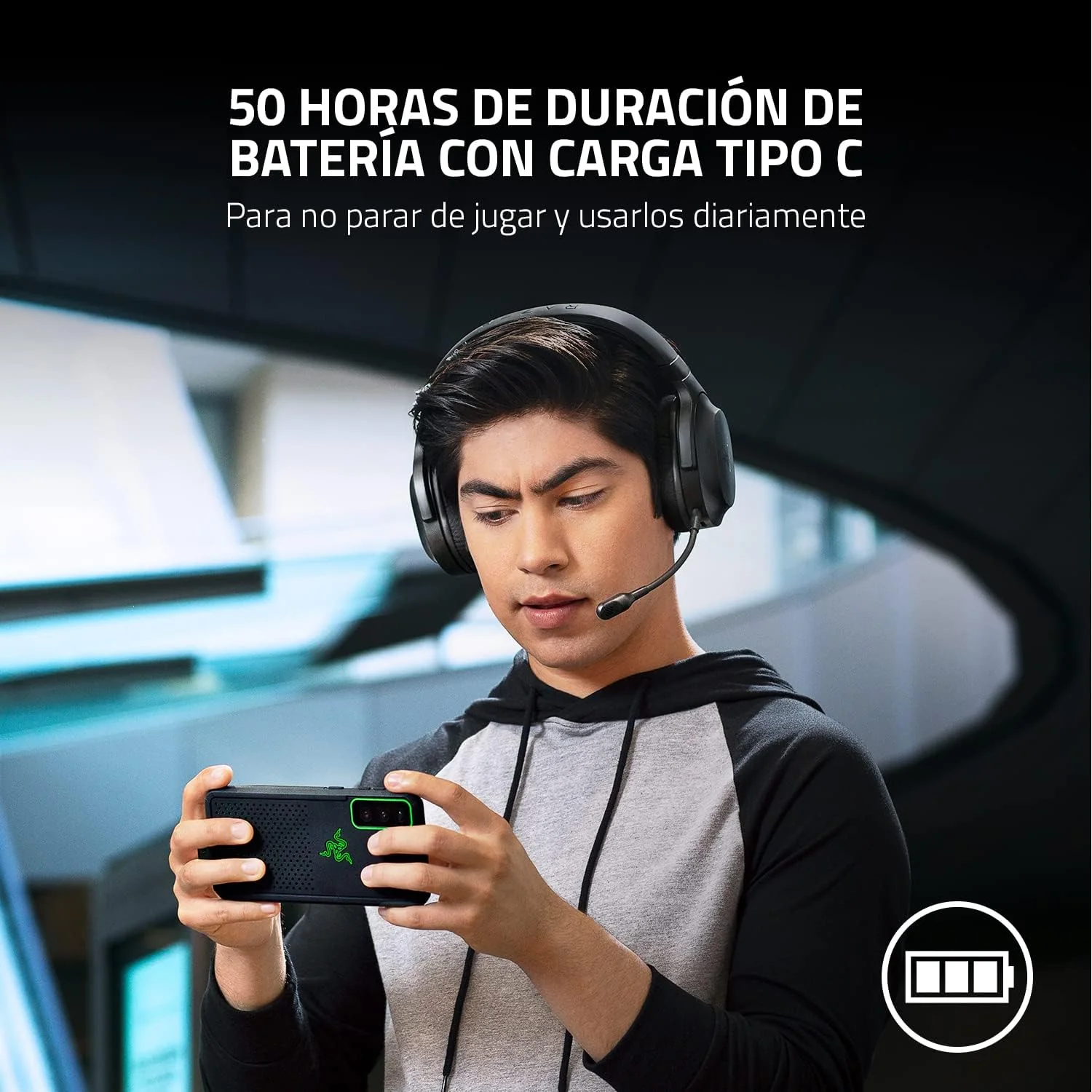 Auscultadores Gaming Razer Barracuda X Preto Wireless 2.4GHz Bluetooth Multiplataforma - Imagem 7