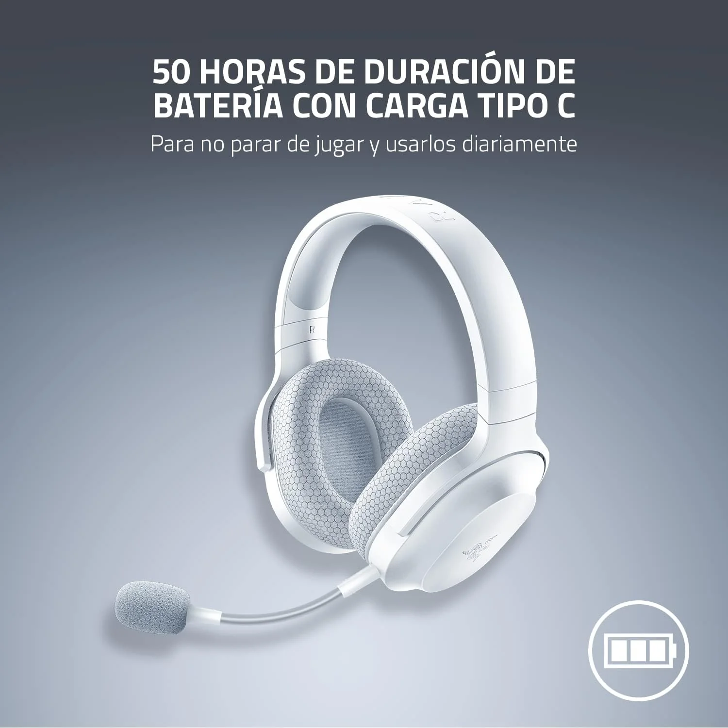 Auscultadores Gaming Razer Barracuda X Mercury Branco Wireless 2.4GHz Bluetooth Multiplataforma - Imagem 8