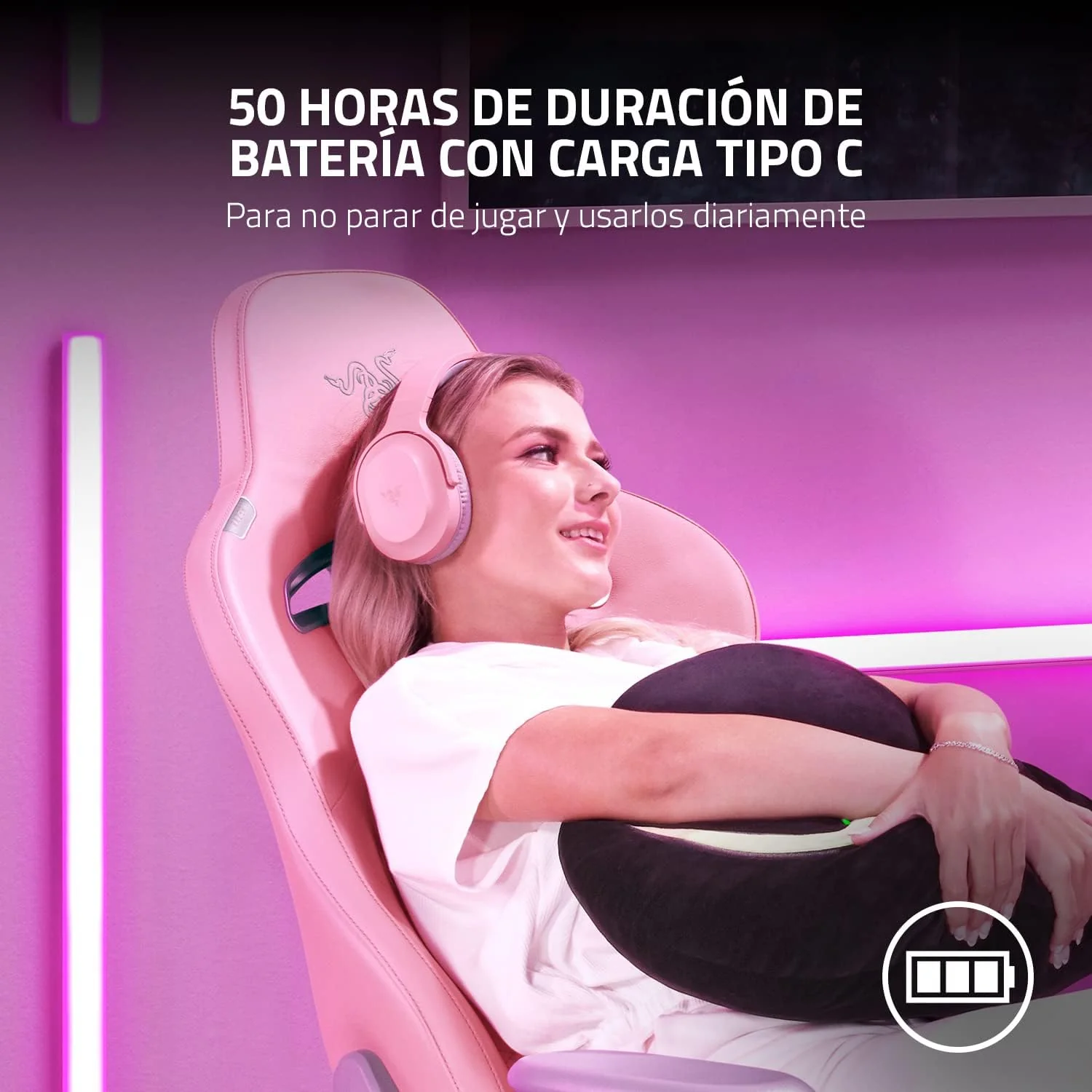 Auscultadores Razer Barracuda X Quartz Pink Wireless USB-C Multi-Plataforma Gaming PC PS Switch Mobile - Imagem 7