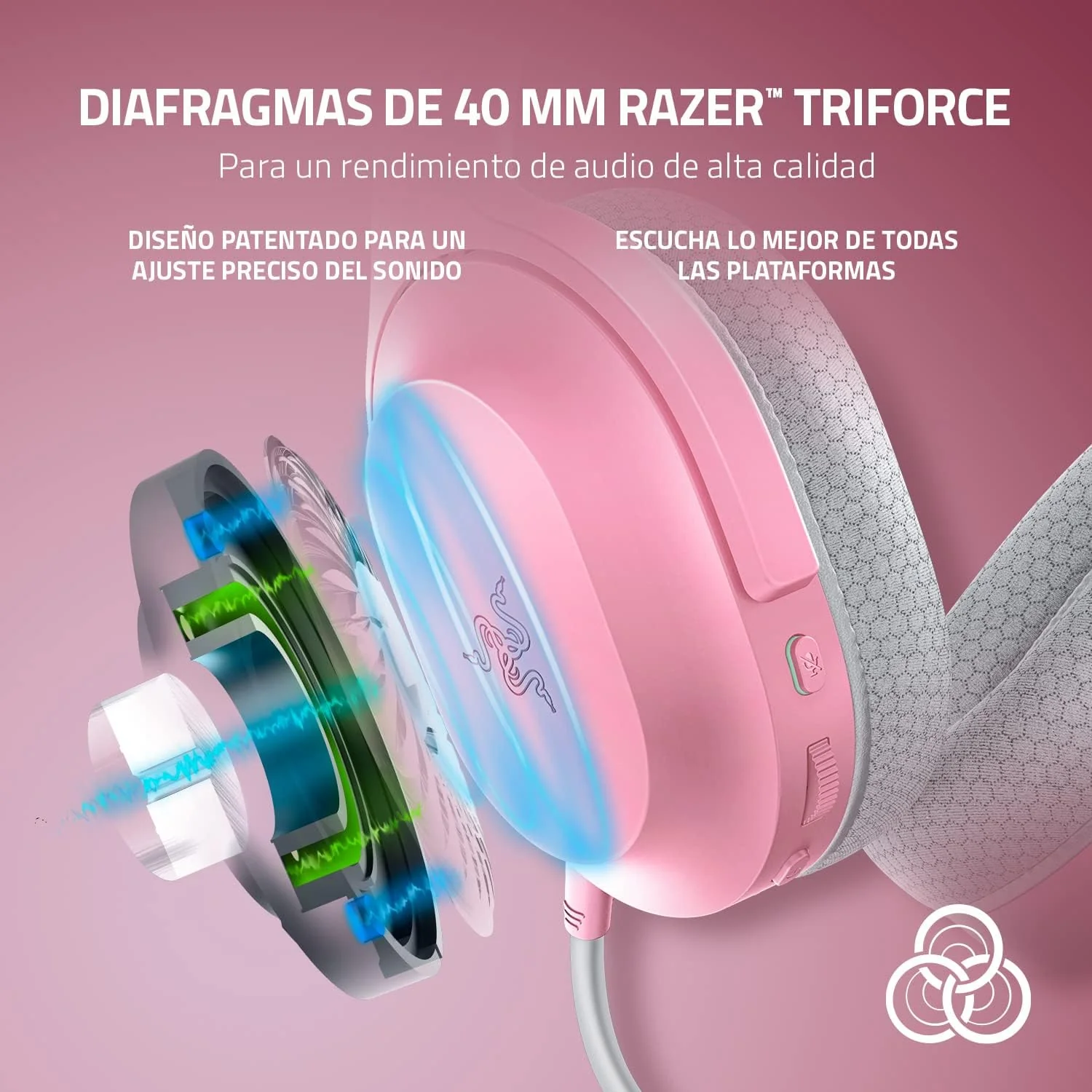 Auscultadores Razer Barracuda X Quartz Pink Wireless USB-C Multi-Plataforma Gaming PC PS Switch Mobile - Imagem 4