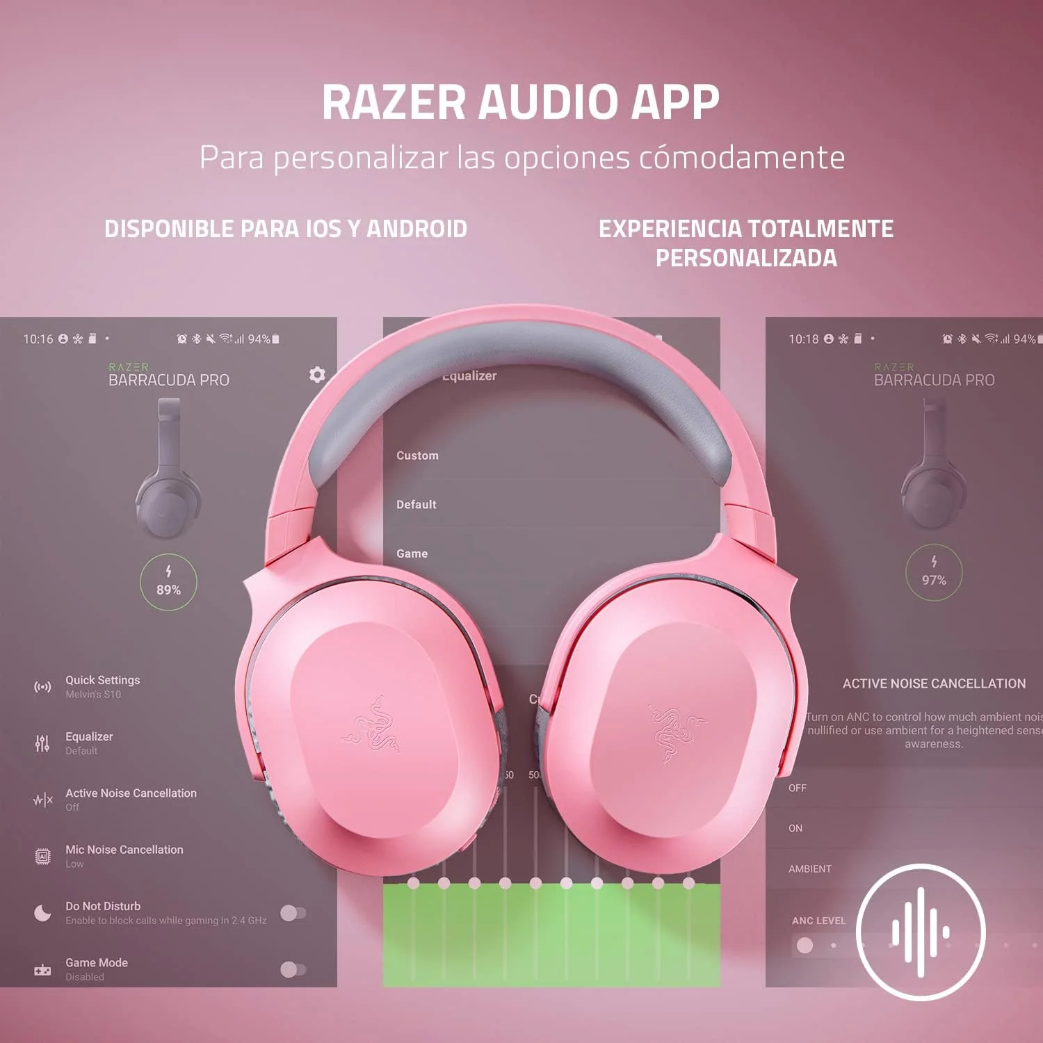 Auscultadores Razer Barracuda X Quartz Pink Wireless USB-C Multi-Plataforma Gaming PC PS Switch Mobile - Imagem 6