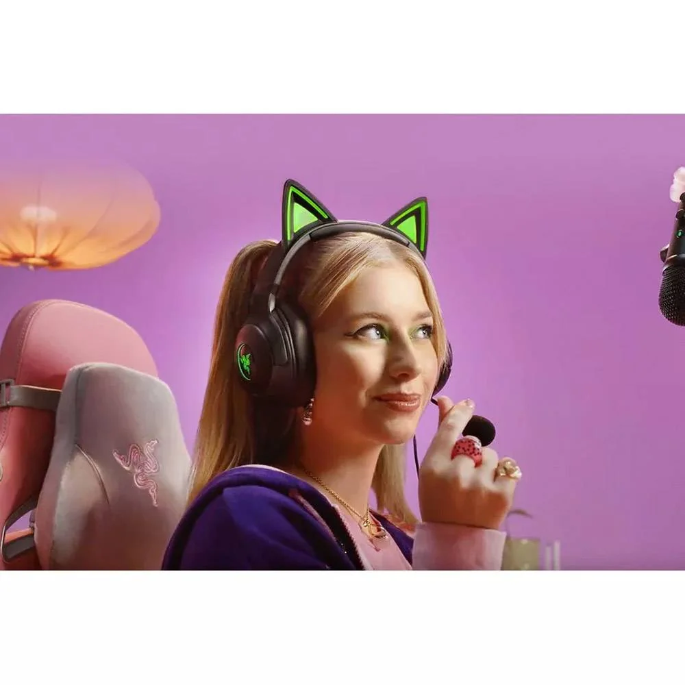 Auscultadores Razer Kraken Kitty V2 Wireless USB-C RGB Orelhas Gato Streaming Gaming Preto - Imagem 5