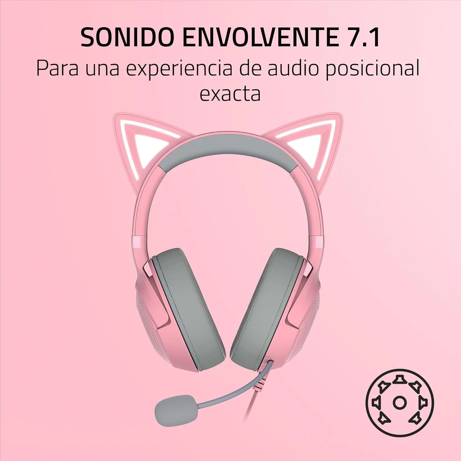 Auscultadores Gaming Razer Kraken Kitty V2 Quartz Edition Com Fios Rosa - Imagem 6