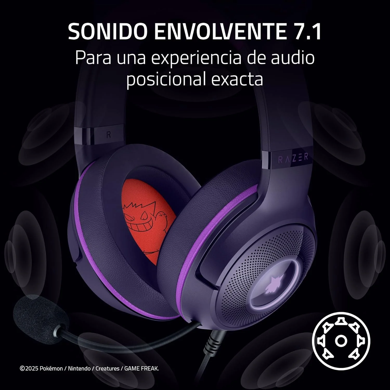 Auriculares Gaming Razer Kraken Kitty V2 Edição Pokémon Gengar - Imagem 6