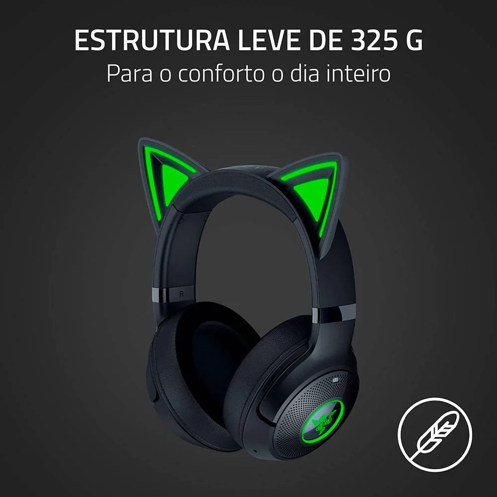 Auscultadores Bluetooth Razer Kraken Kitty V2 BT Preto com RGB e 60 Horas Bateria - Imagem 6