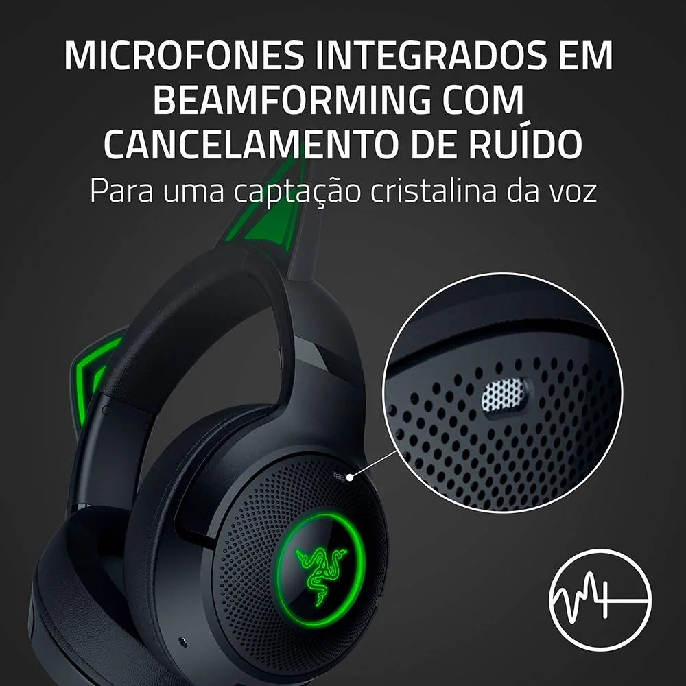 Auscultadores Bluetooth Razer Kraken Kitty V2 BT Preto com RGB e 60 Horas Bateria - Imagem 5