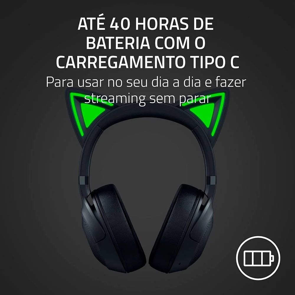 Auscultadores Bluetooth Razer Kraken Kitty V2 BT Preto com RGB e 60 Horas Bateria - Imagem 7