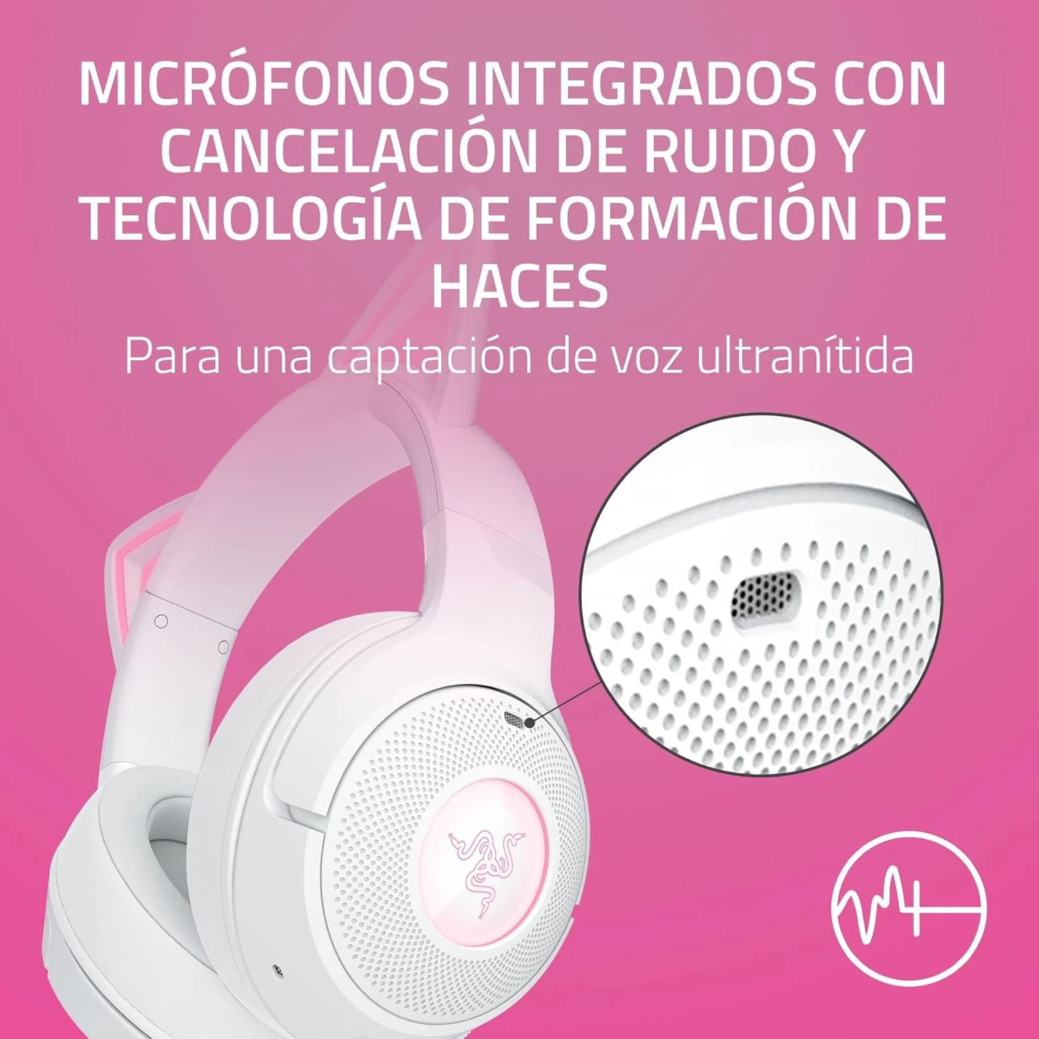 Auscultadores Gaming Razer Kraken Kitty V2 BT Bluetooth RGB Wireless Branco - Imagem 5
