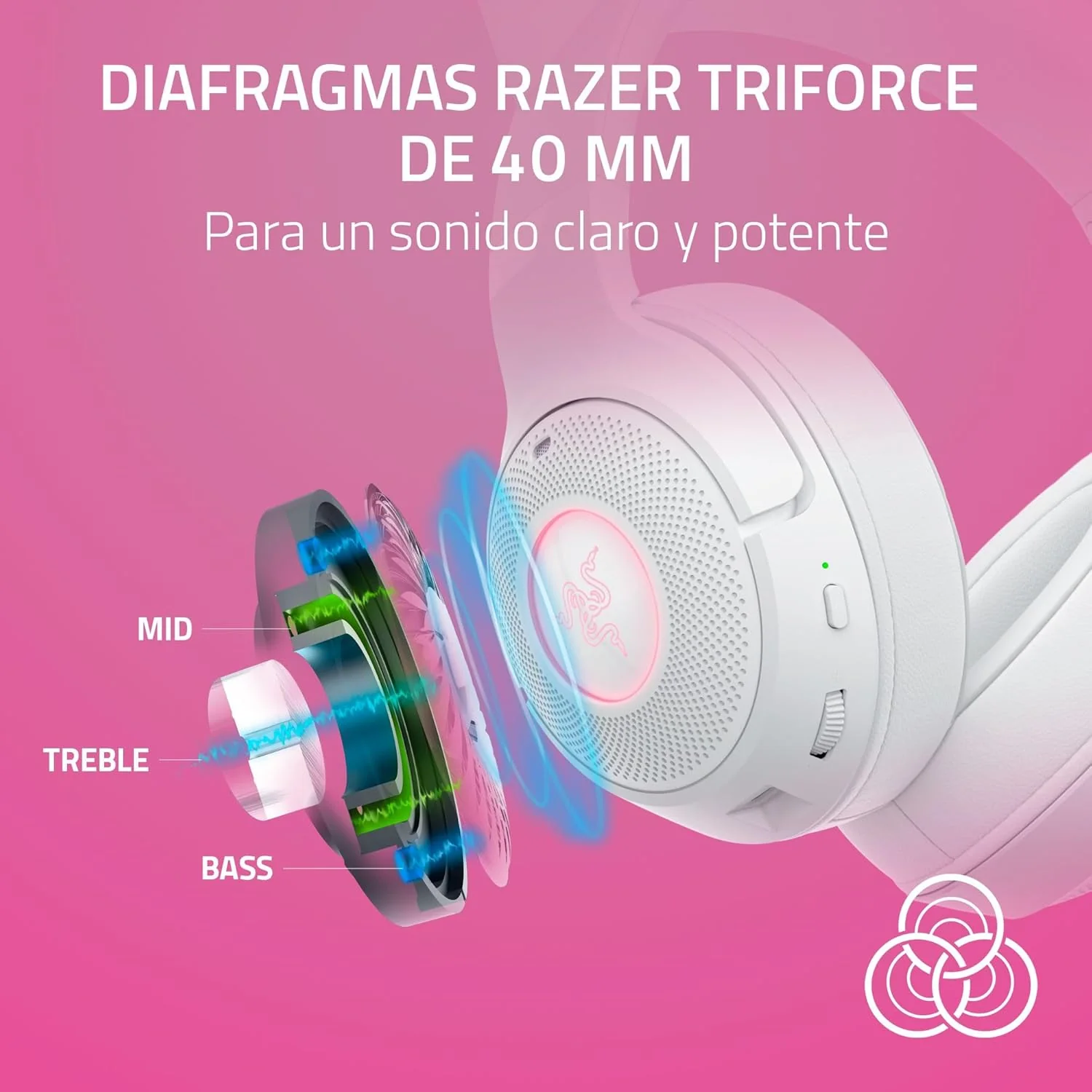 Auscultadores Gaming Razer Kraken Kitty V2 BT Bluetooth RGB Wireless Branco - Imagem 4