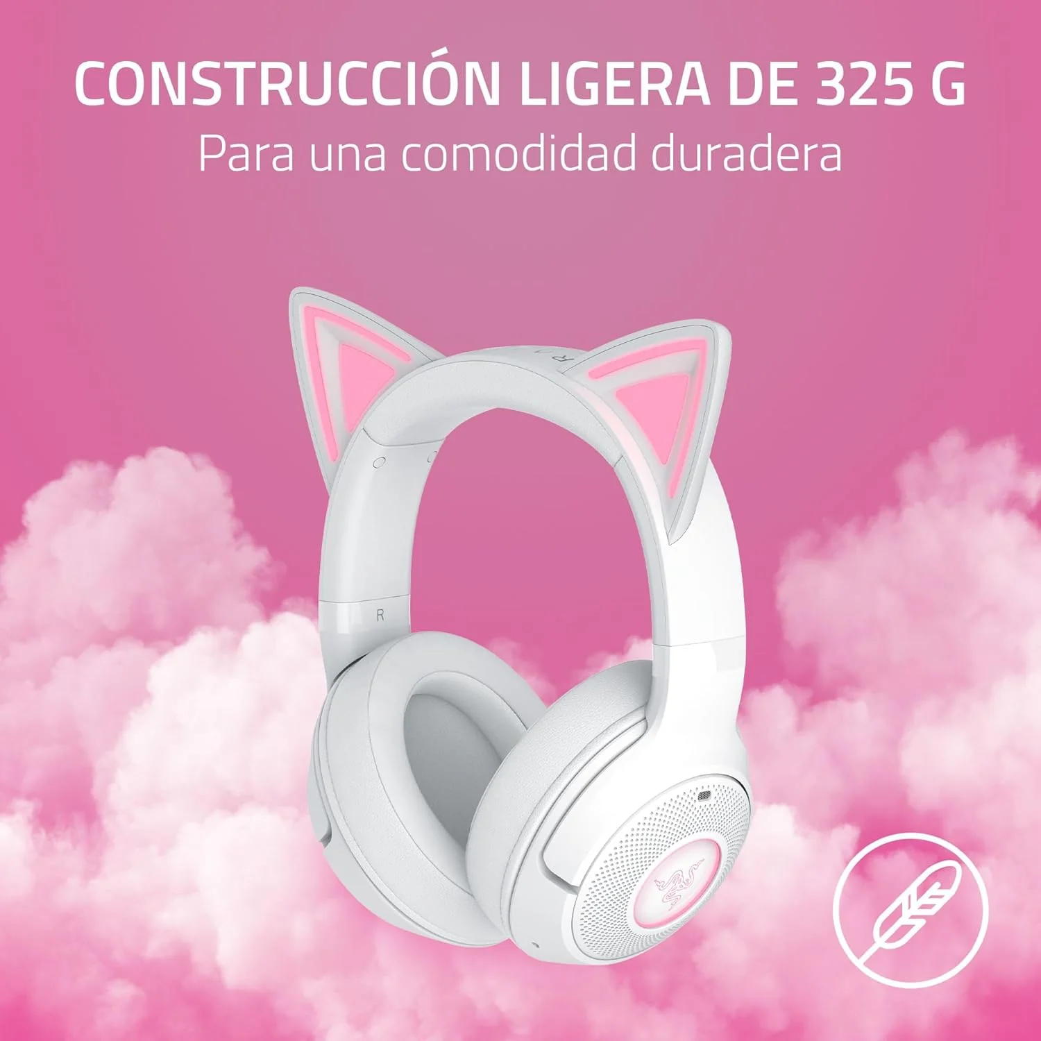Auscultadores Gaming Razer Kraken Kitty V2 BT Bluetooth RGB Wireless Branco - Imagem 6