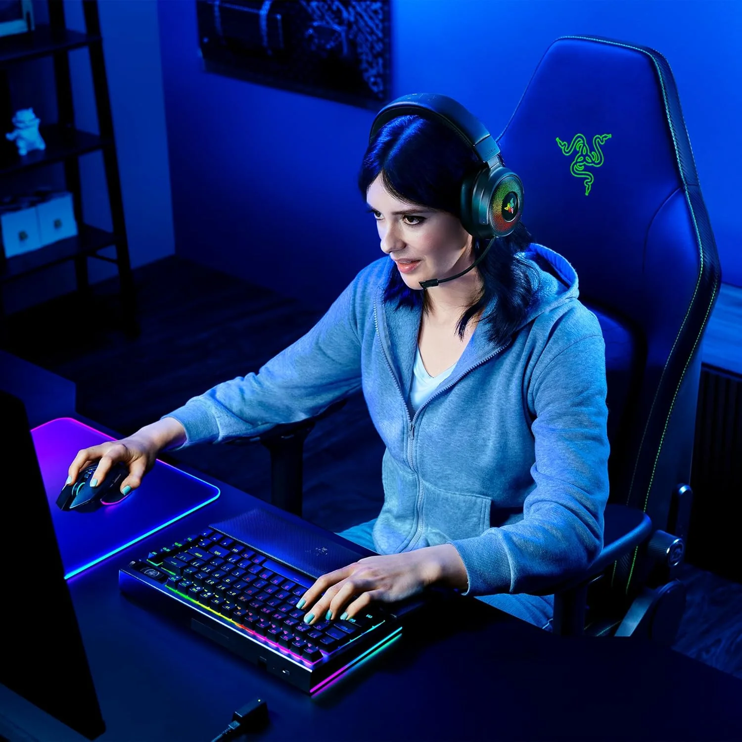 Auscultadores Razer Kraken V4 Pro Wireless Bluetooth USB-C Triple Connection Surround Bidirecional Mic - Imagem 20