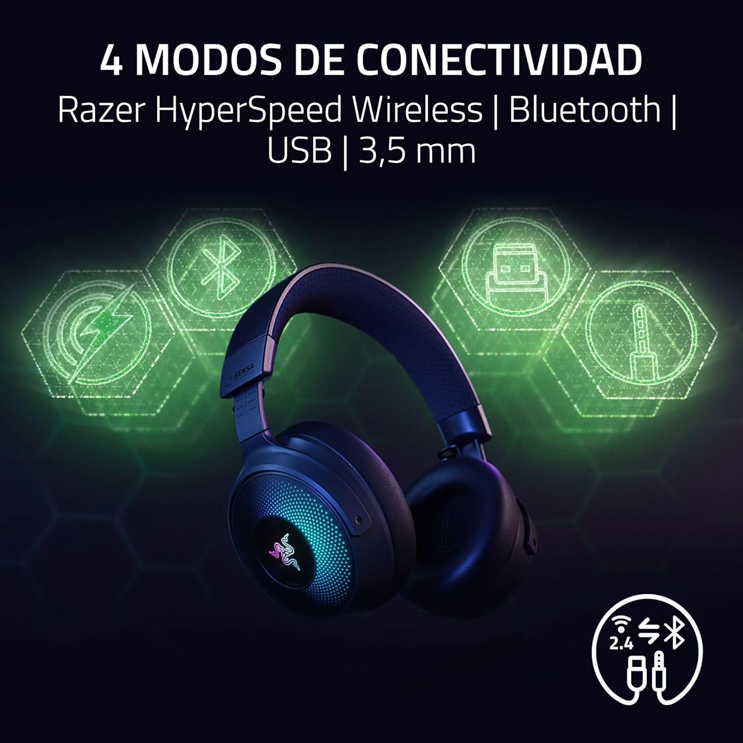 Auscultadores Razer Kraken V4 Pro Wireless Bluetooth USB-C Triple Connection Surround Bidirecional Mic - Imagem 7
