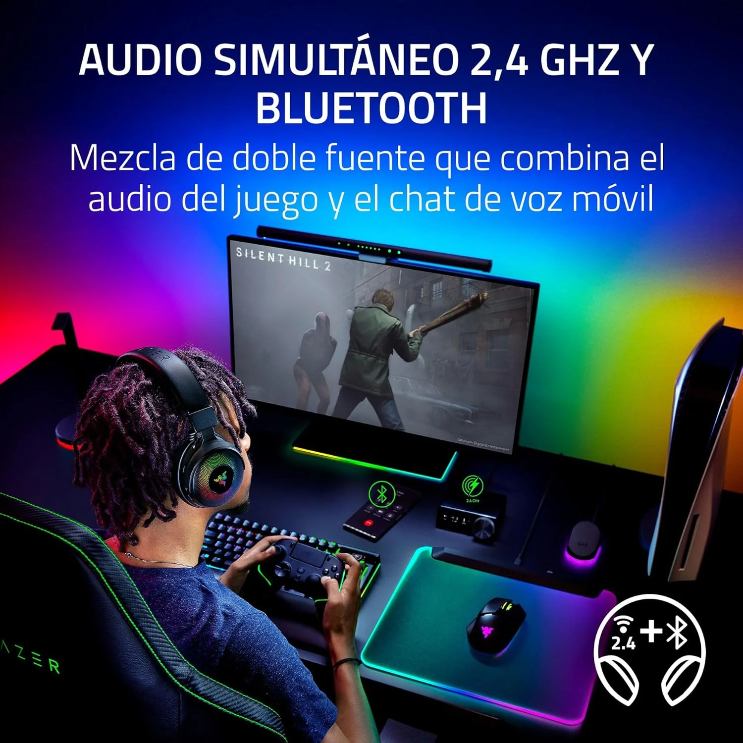 Auscultadores Razer Kraken V4 Pro Wireless Bluetooth USB-C Triple Connection Surround Bidirecional Mic - Imagem 12